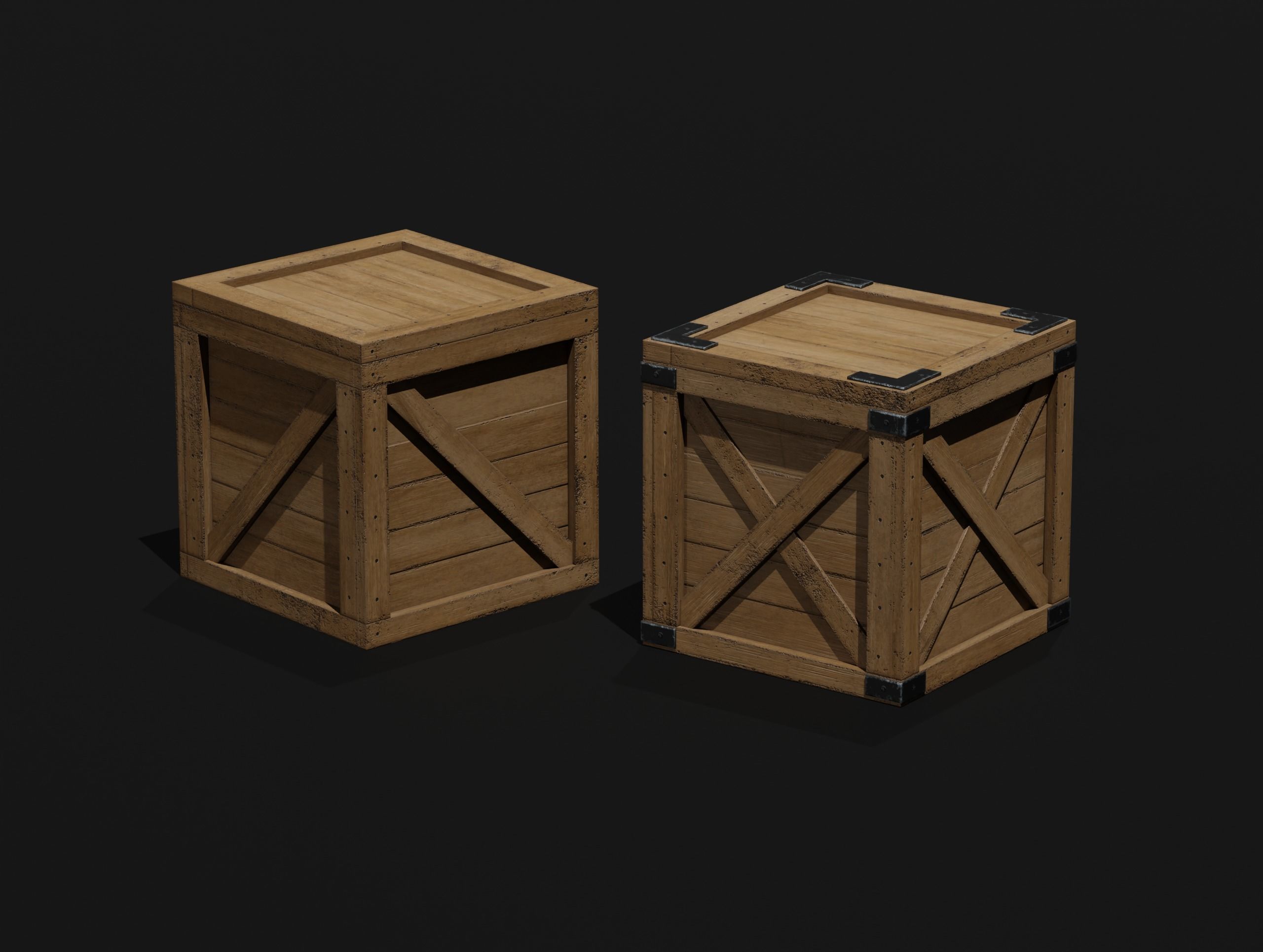 LowPoly PBR 35 Wooden Crate Barrel props Pack 3D Models Low-poly 3D model_26
