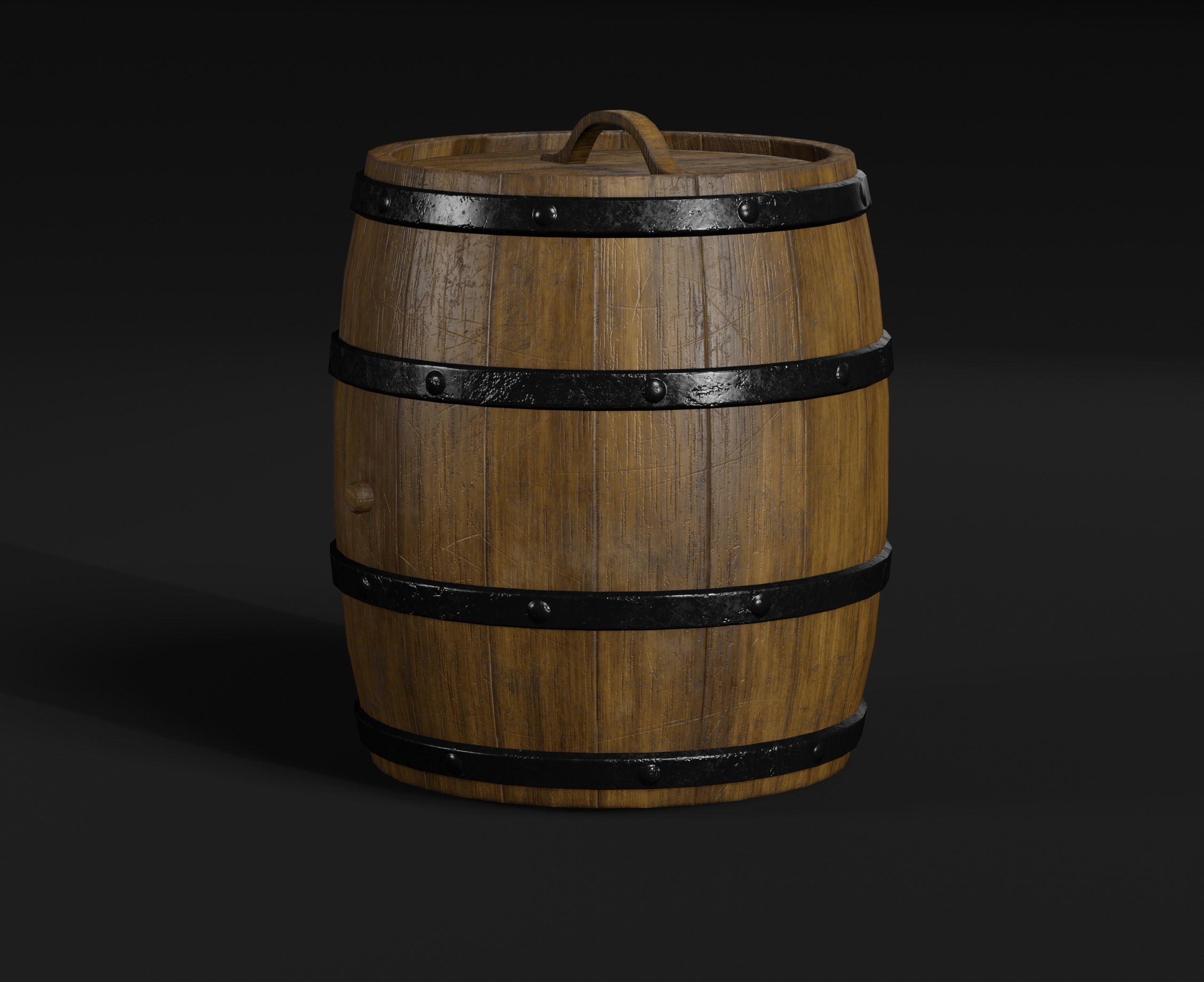 LowPoly PBR 35 Wooden Crate Barrel props Pack 3D Models Low-poly 3D model_53