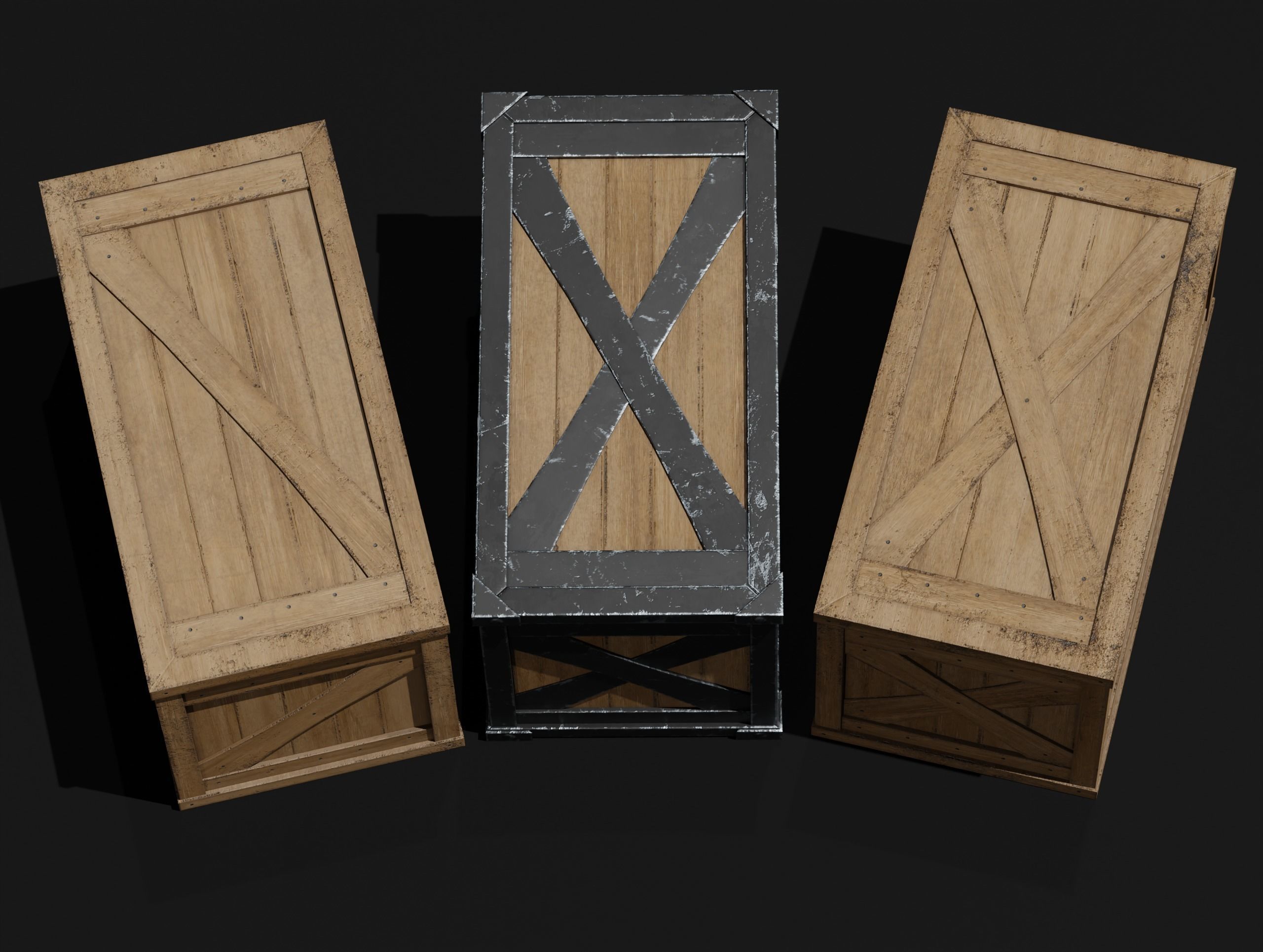 LowPoly PBR 35 Wooden Crate Barrel props Pack 3D Models Low-poly 3D model_40