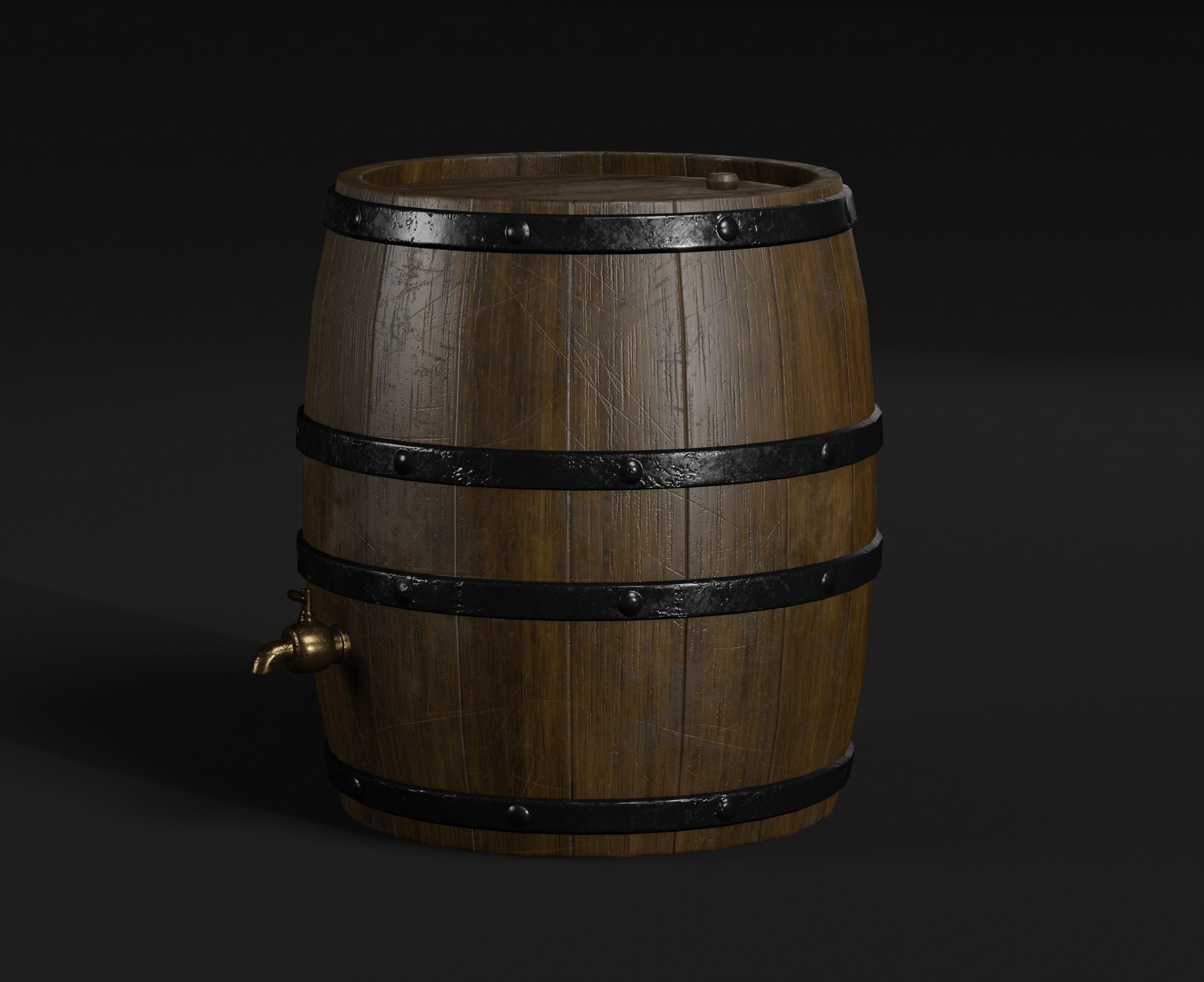 LowPoly PBR 35 Wooden Crate Barrel props Pack 3D Models Low-poly 3D model_60