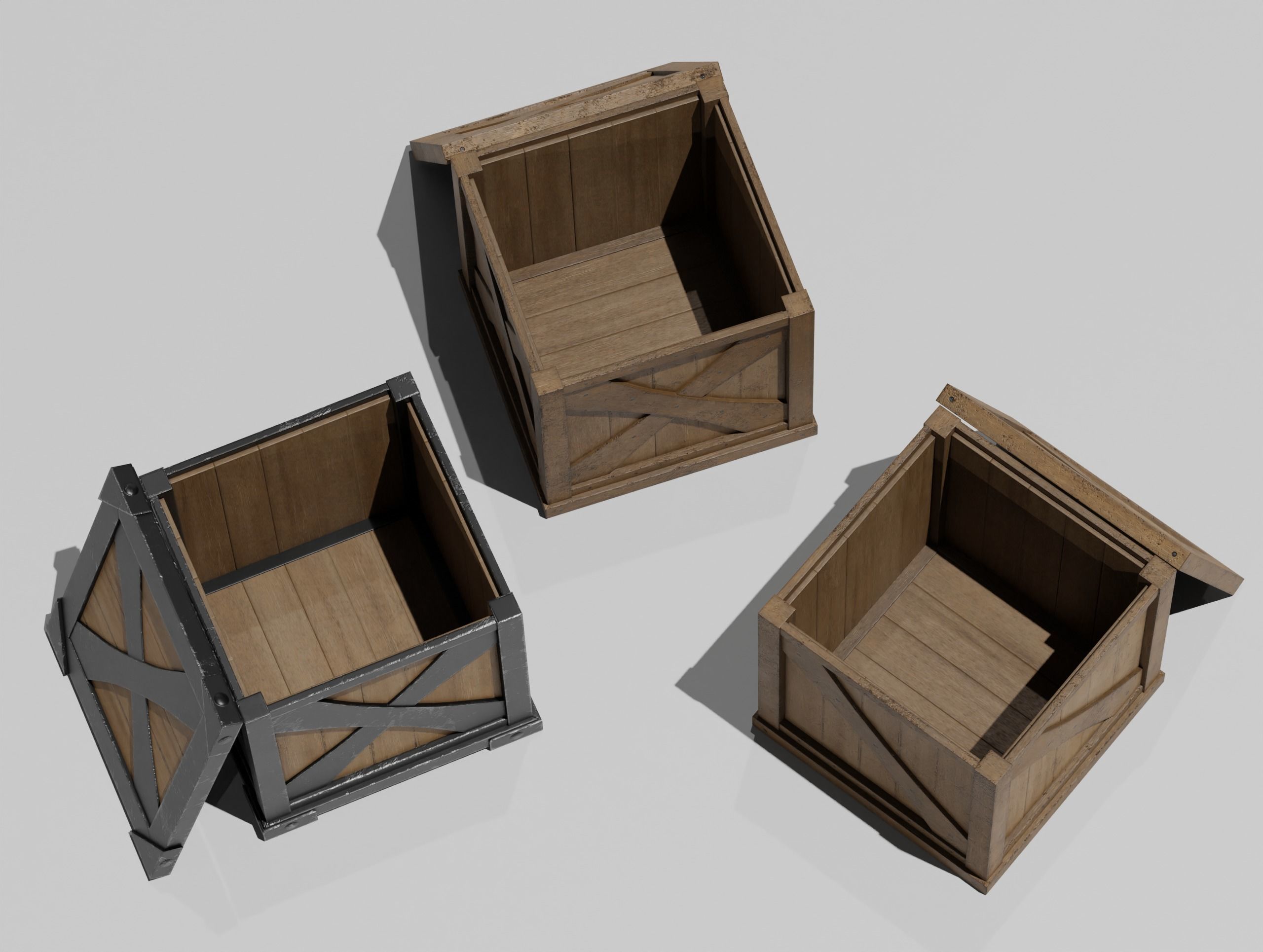 LowPoly PBR 35 Wooden Crate Barrel props Pack 3D Models Low-poly 3D model_7