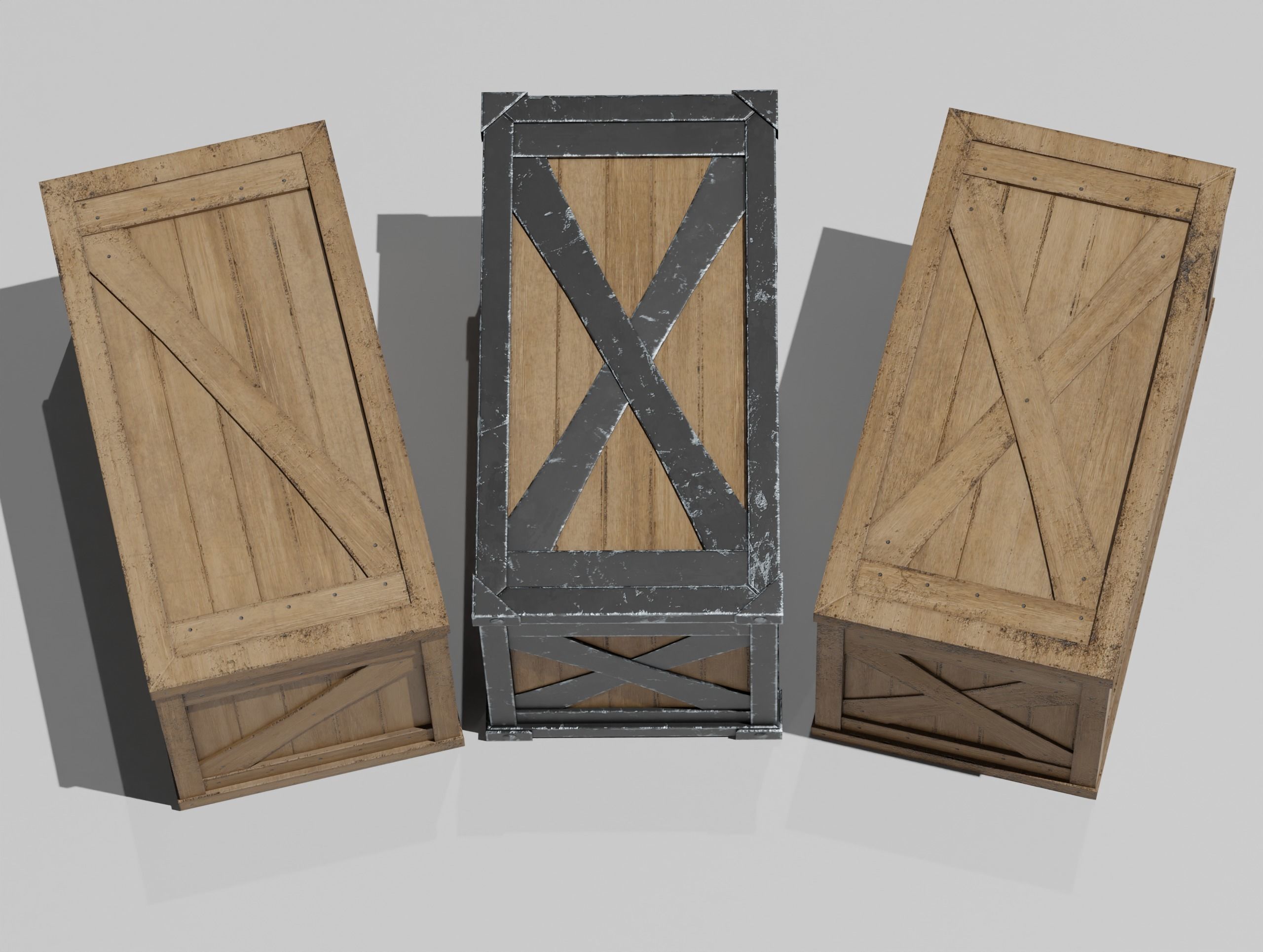 LowPoly PBR 35 Wooden Crate Barrel props Pack 3D Models Low-poly 3D model_39