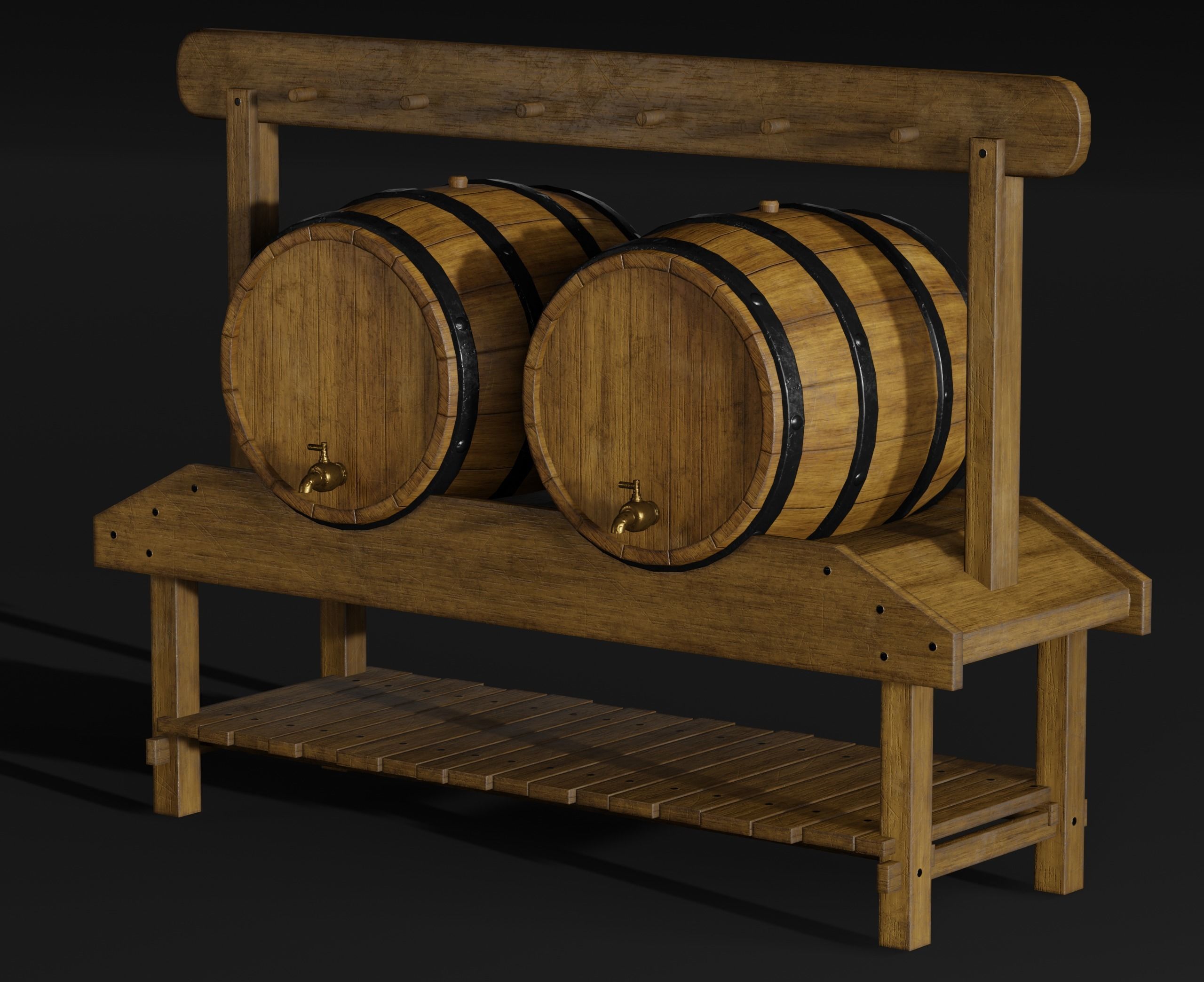 LowPoly PBR 35 Wooden Crate Barrel props Pack 3D Models Low-poly 3D model_57