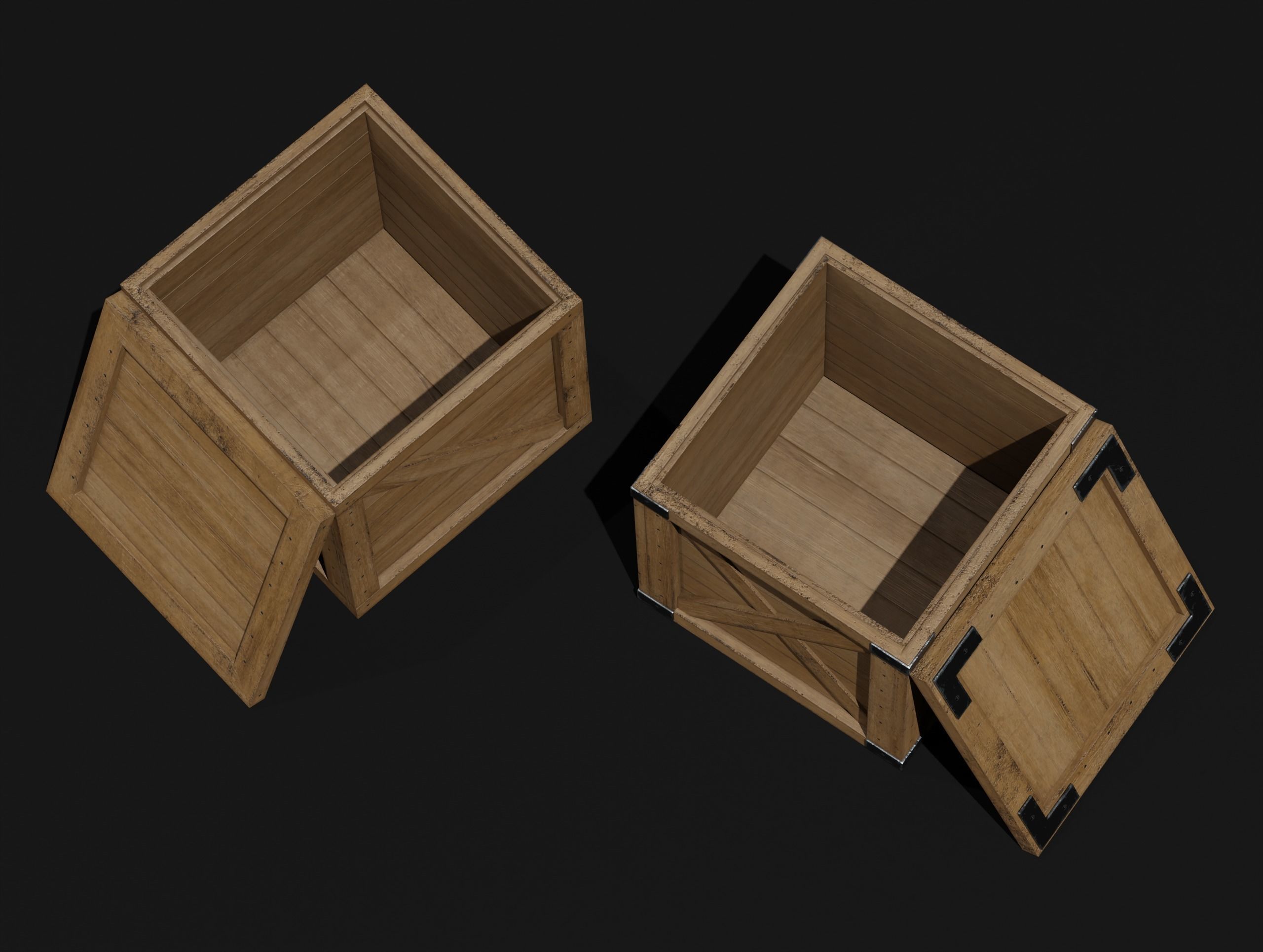 LowPoly PBR 35 Wooden Crate Barrel props Pack 3D Models Low-poly 3D model_30