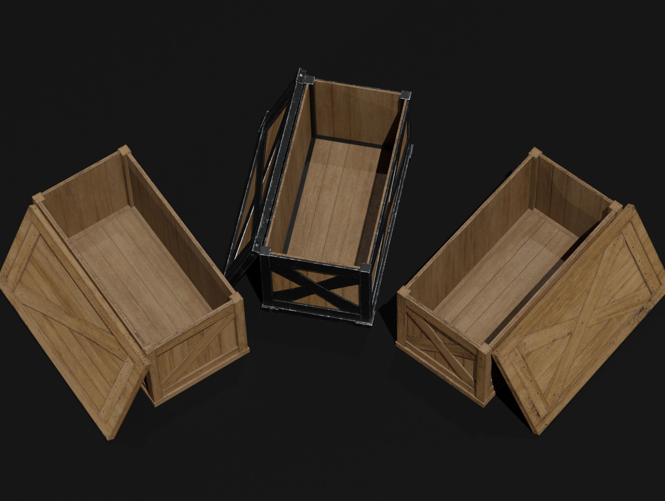 LowPoly PBR 35 Wooden Crate Barrel props Pack 3D Models Low-poly 3D model_38
