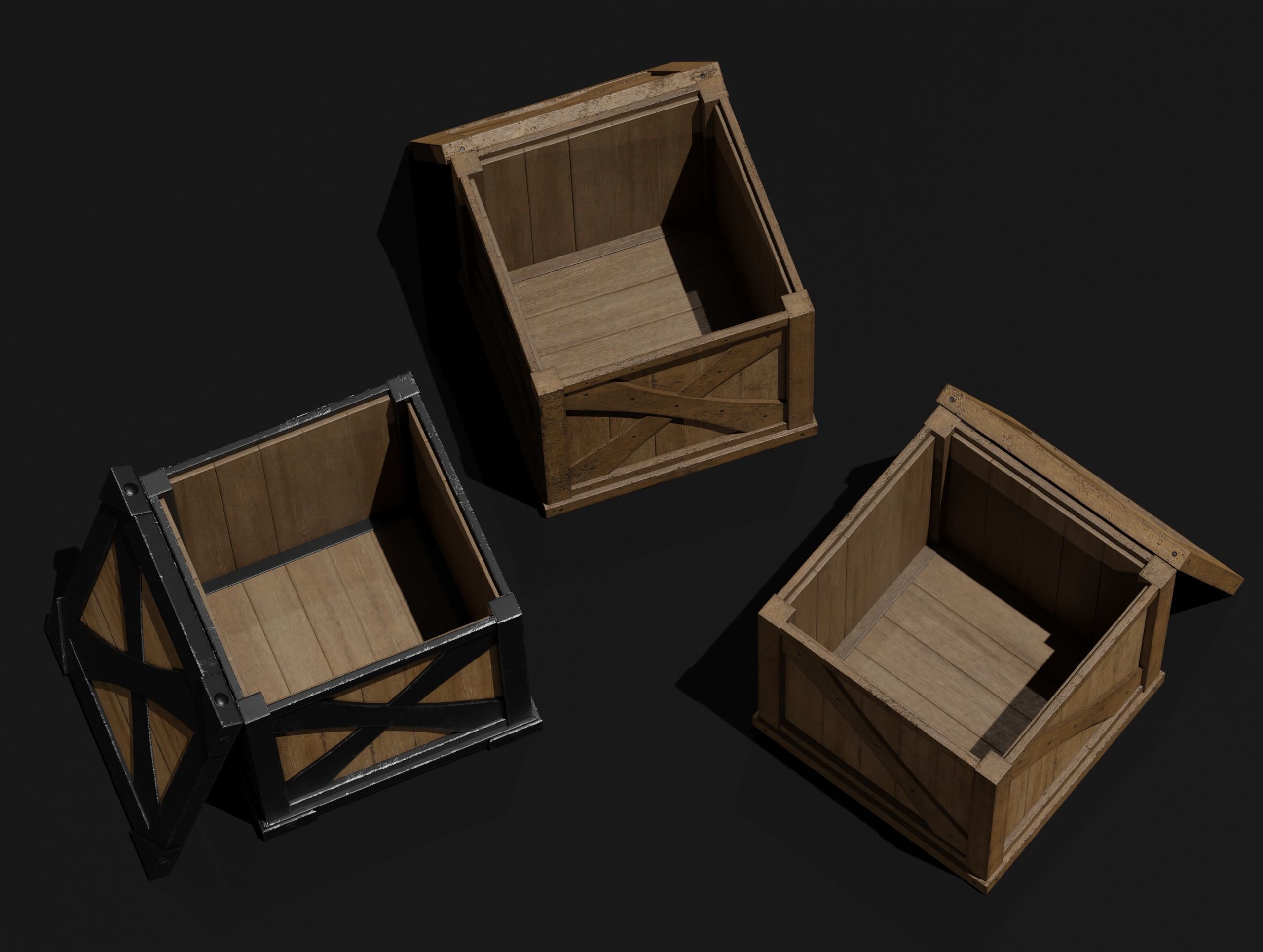 LowPoly PBR 35 Wooden Crate Barrel props Pack 3D Models Low-poly 3D model_8