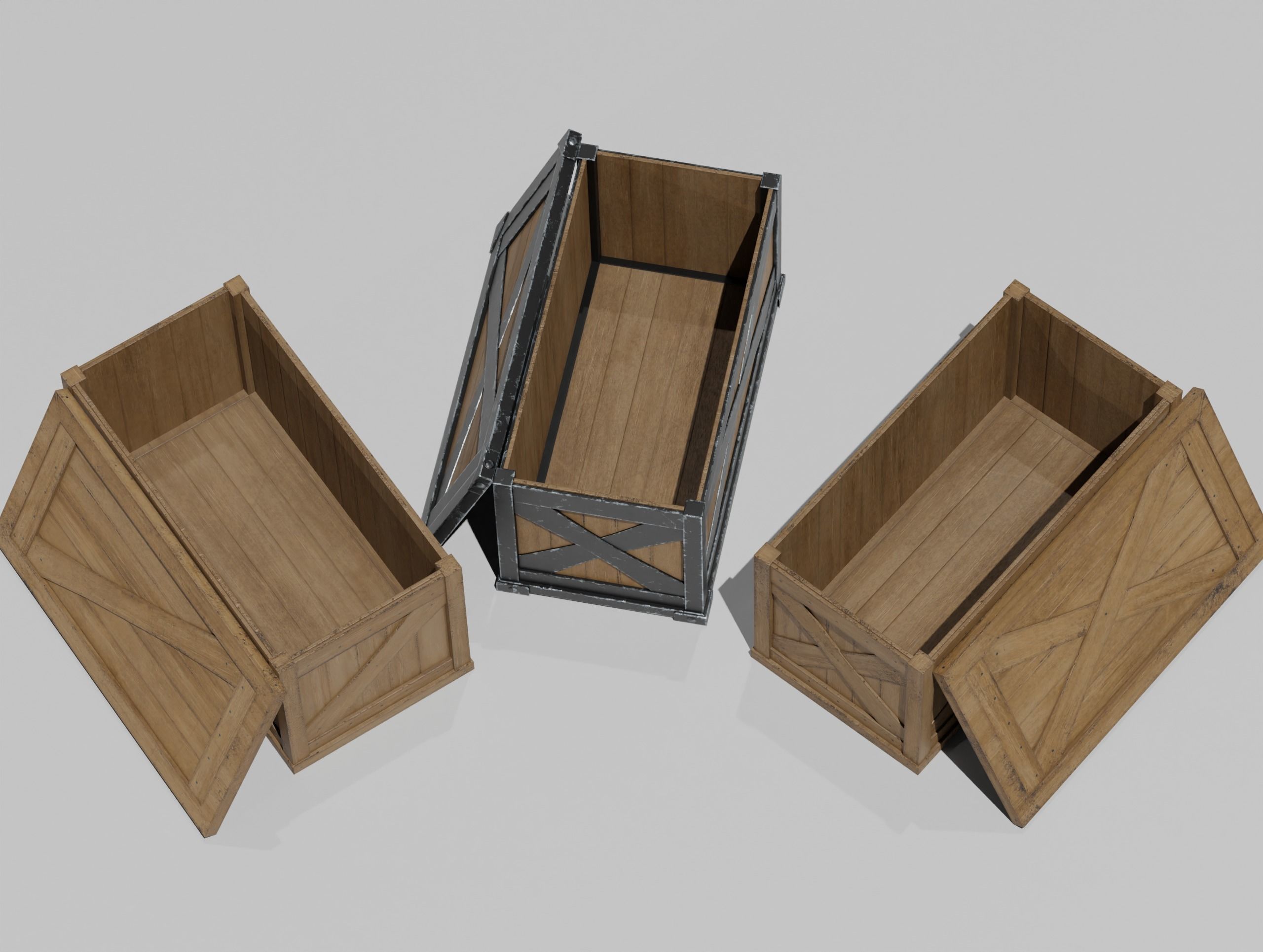 LowPoly PBR 35 Wooden Crate Barrel props Pack 3D Models Low-poly 3D model_37