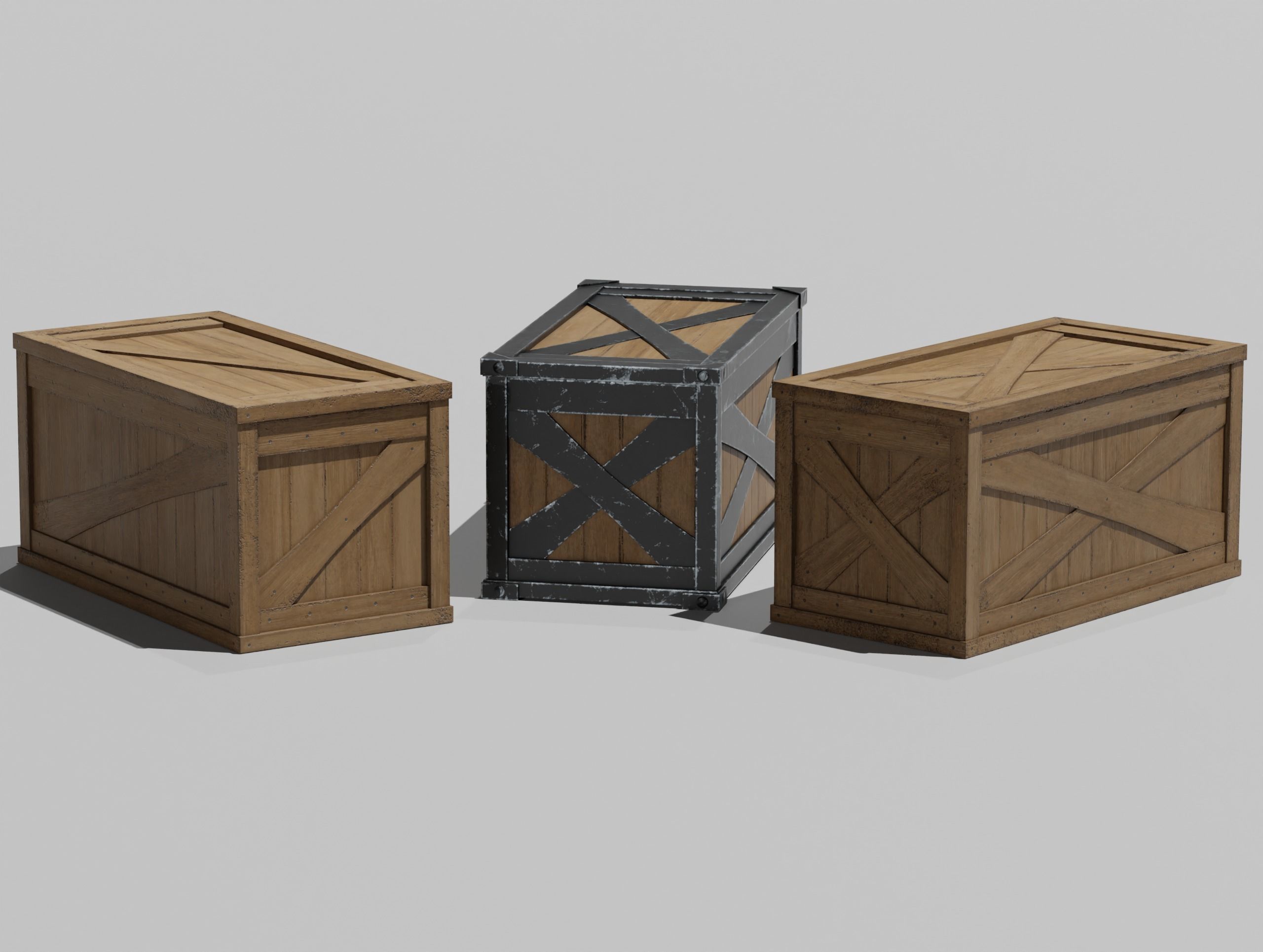 LowPoly PBR 35 Wooden Crate Barrel props Pack 3D Models Low-poly 3D model_33