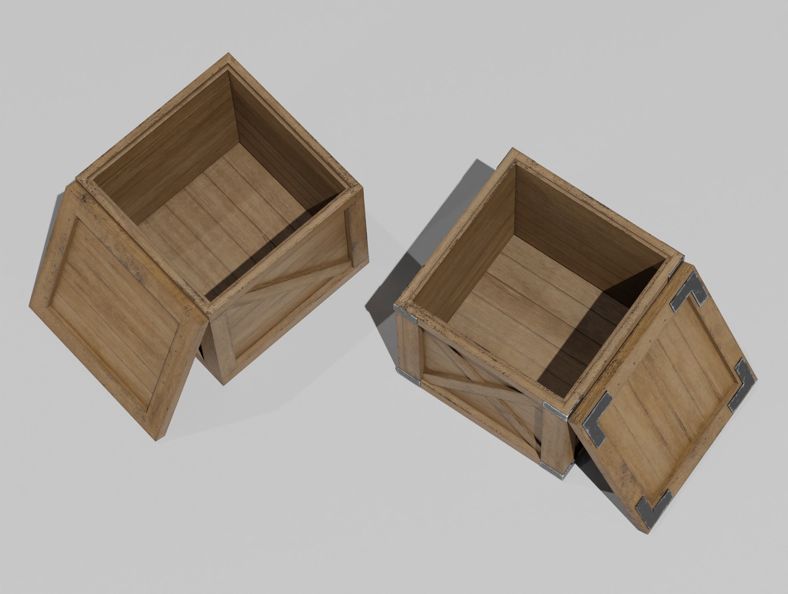 LowPoly PBR 35 Wooden Crate Barrel props Pack 3D Models Low-poly 3D model_29