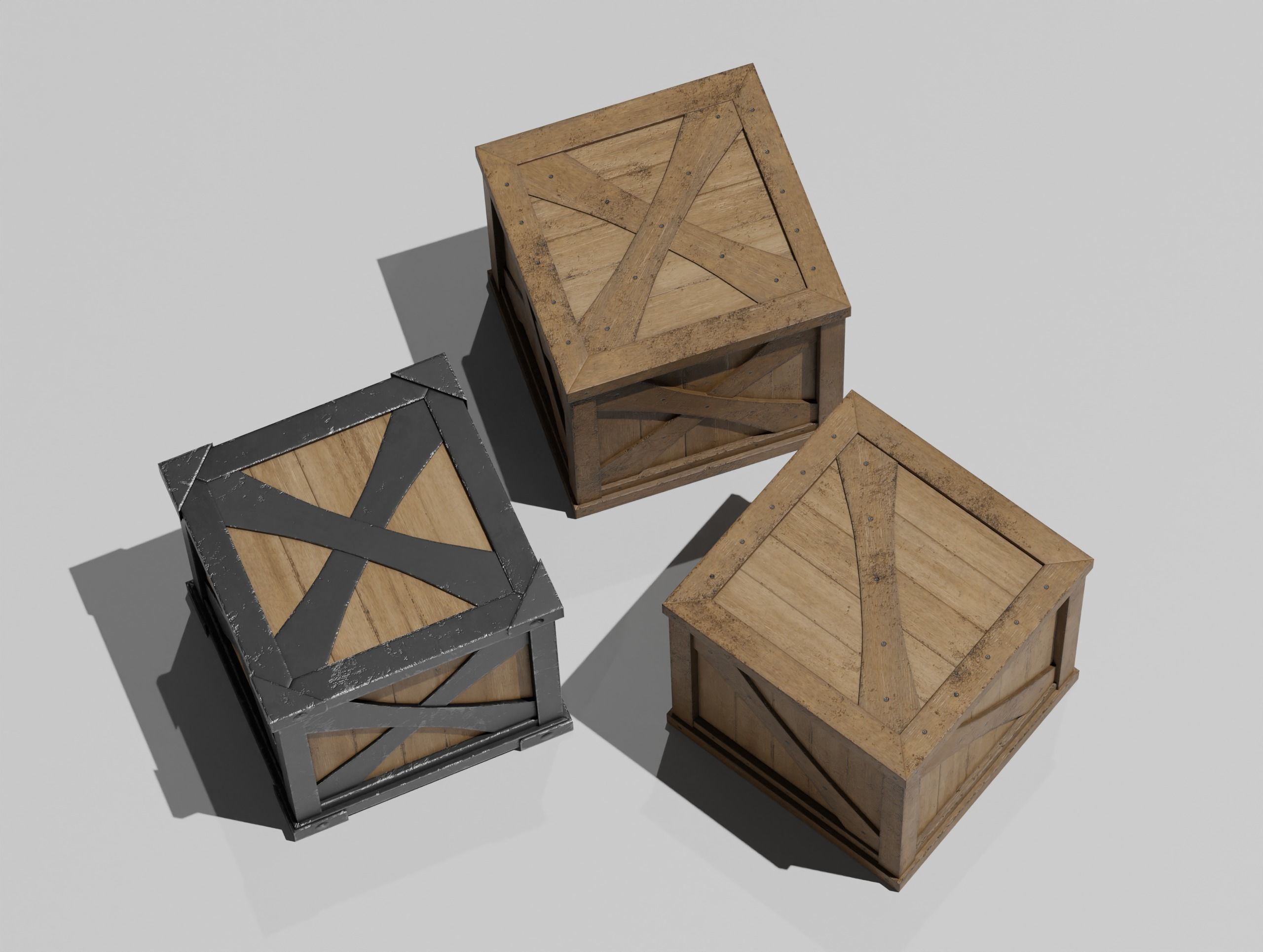 LowPoly PBR 35 Wooden Crate Barrel props Pack 3D Models Low-poly 3D model_9