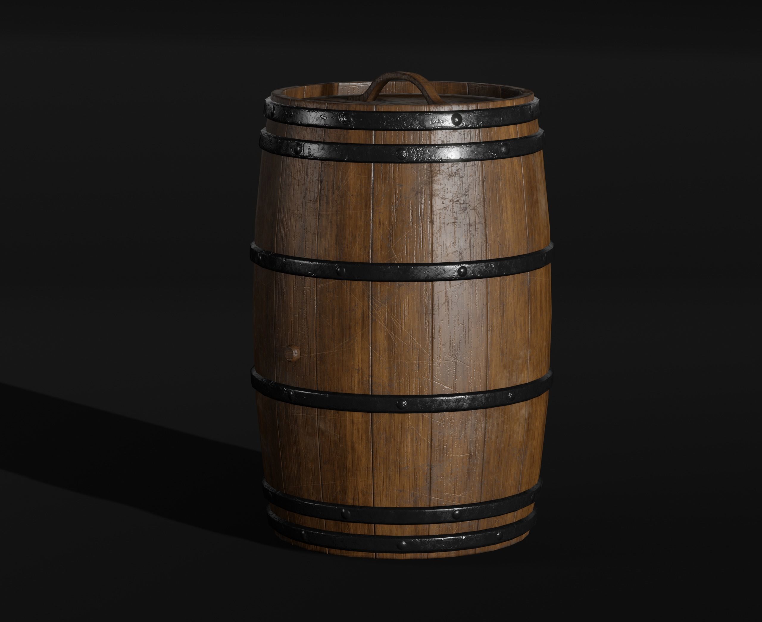 LowPoly PBR 35 Wooden Crate Barrel props Pack 3D Models Low-poly 3D model_55