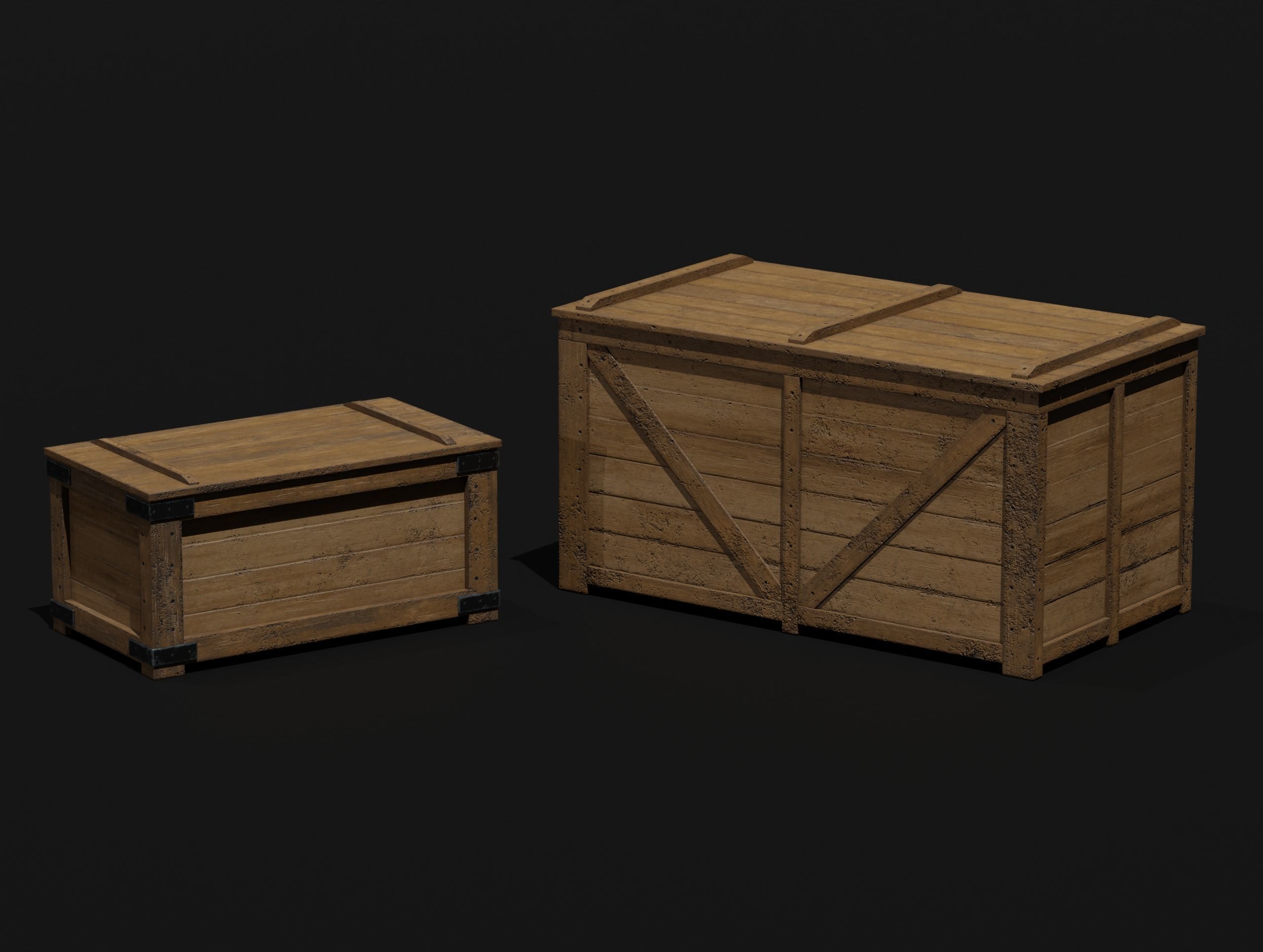 LowPoly PBR 35 Wooden Crate Barrel props Pack 3D Models Low-poly 3D model_18