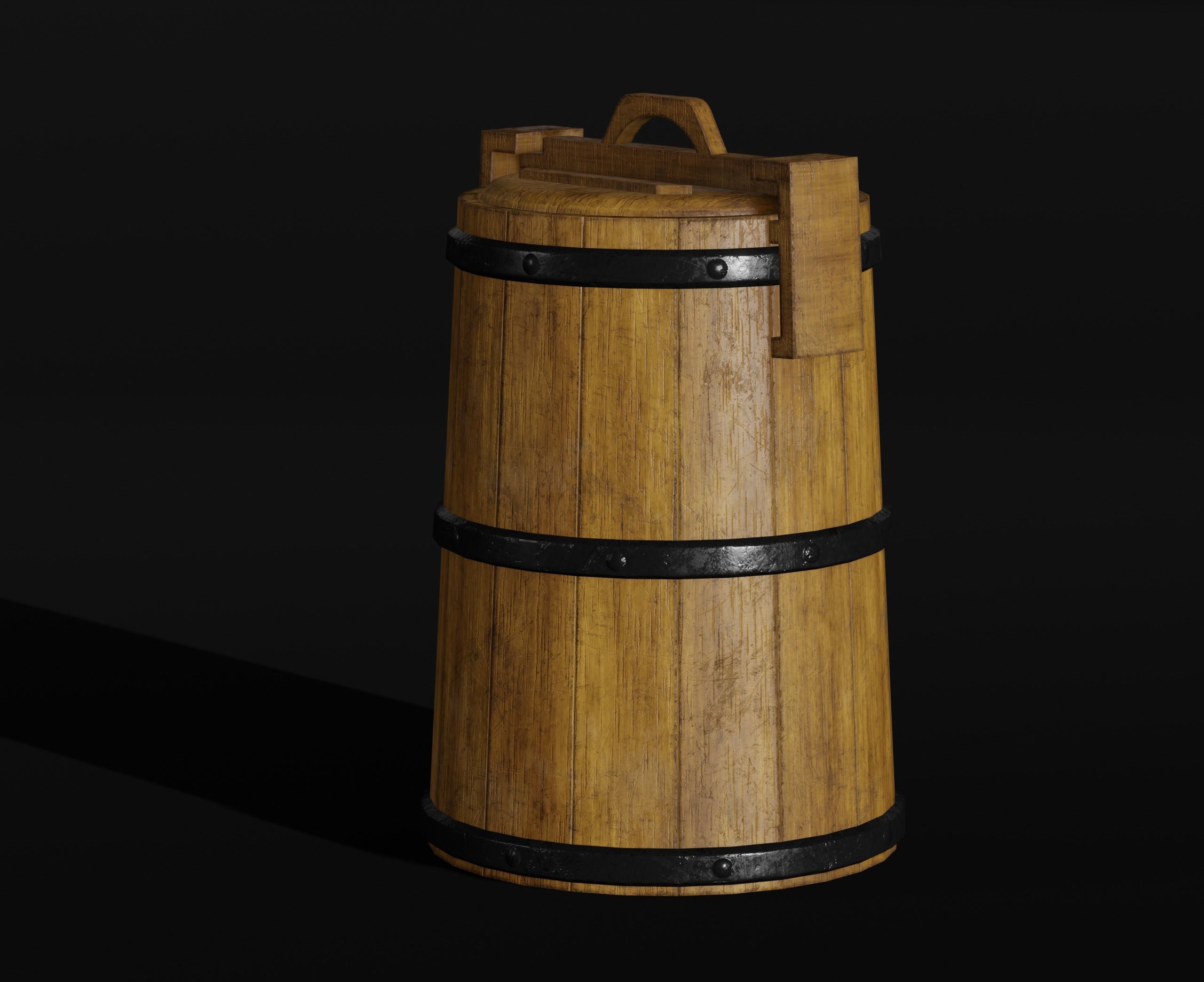 LowPoly PBR 35 Wooden Crate Barrel props Pack 3D Models Low-poly 3D model_59