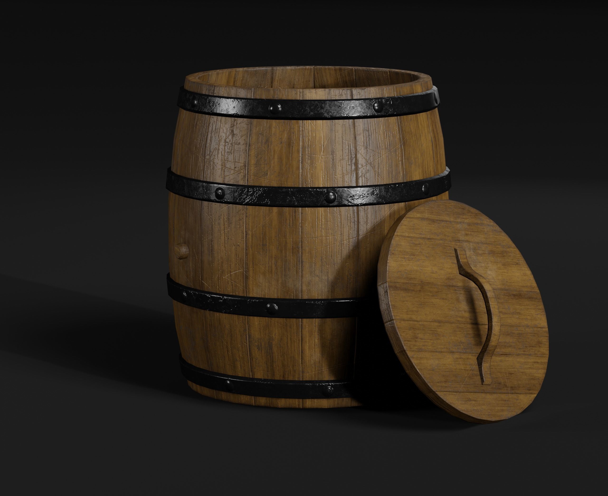 LowPoly PBR 35 Wooden Crate Barrel props Pack 3D Models Low-poly 3D model_54