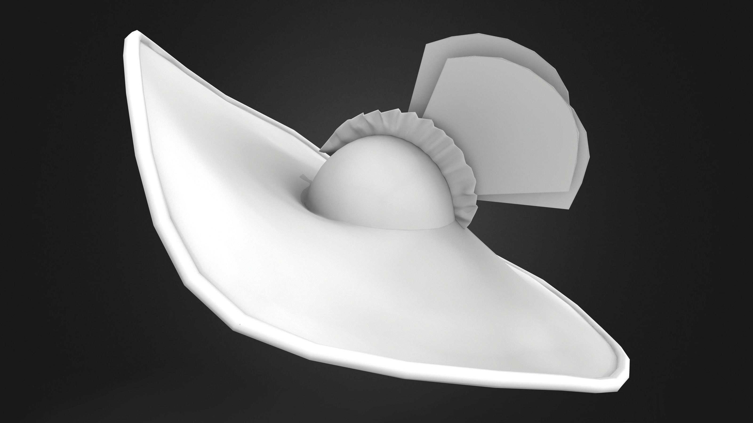 Female Feathers Decorated Big Vintage Red Derby Hat Low-poly 3D model_7