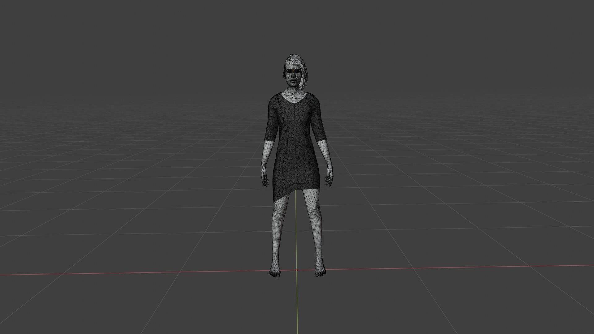 Woman in dress Low-poly 3D model_8