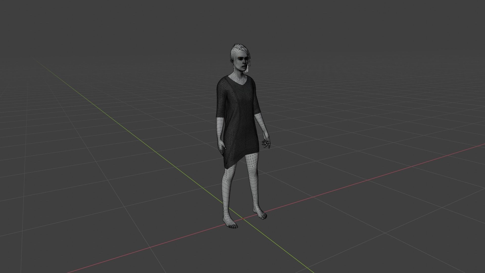 Woman in dress Low-poly 3D model_7