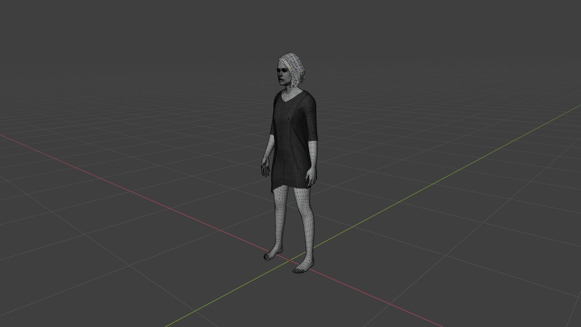 Woman in dress Low-poly 3D model_9