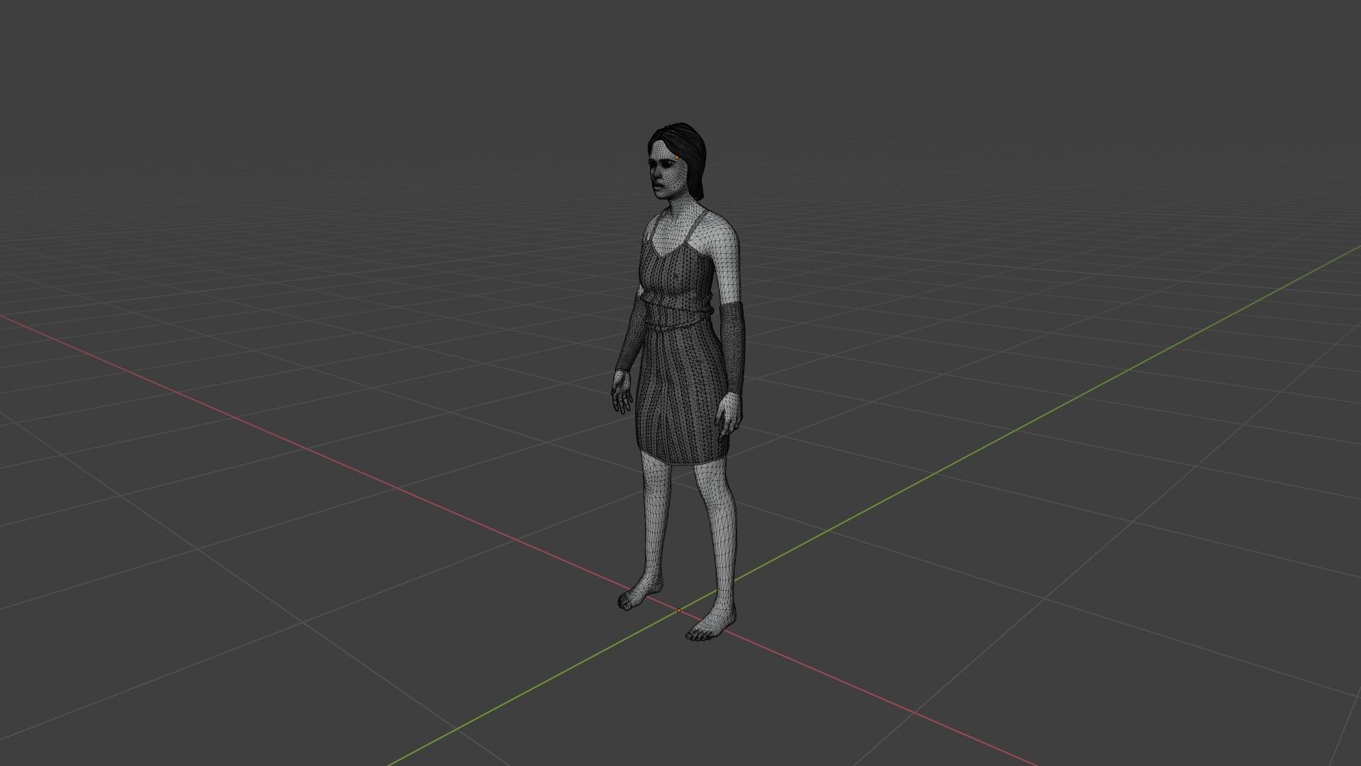 Woman in dress Low-poly 3D model_9