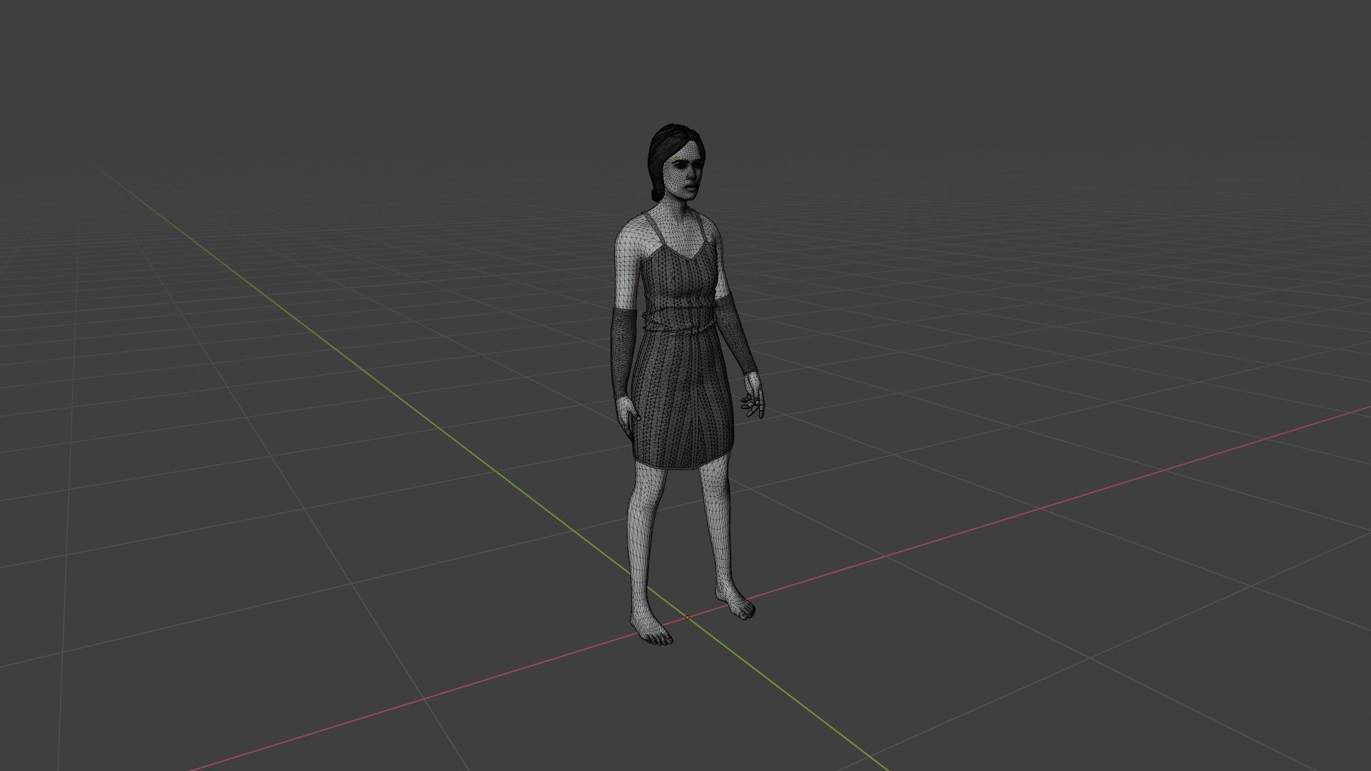 Woman in dress Low-poly 3D model_7