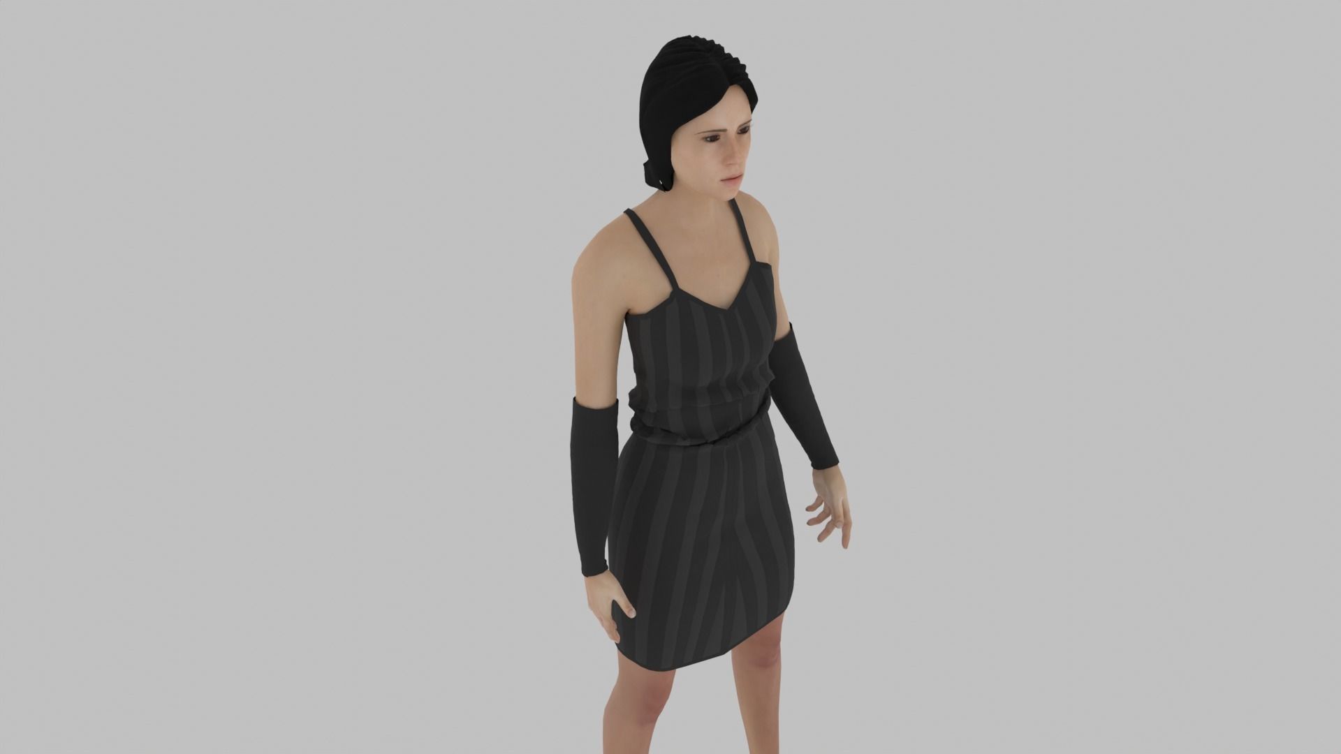 Woman in dress Low-poly 3D model_4