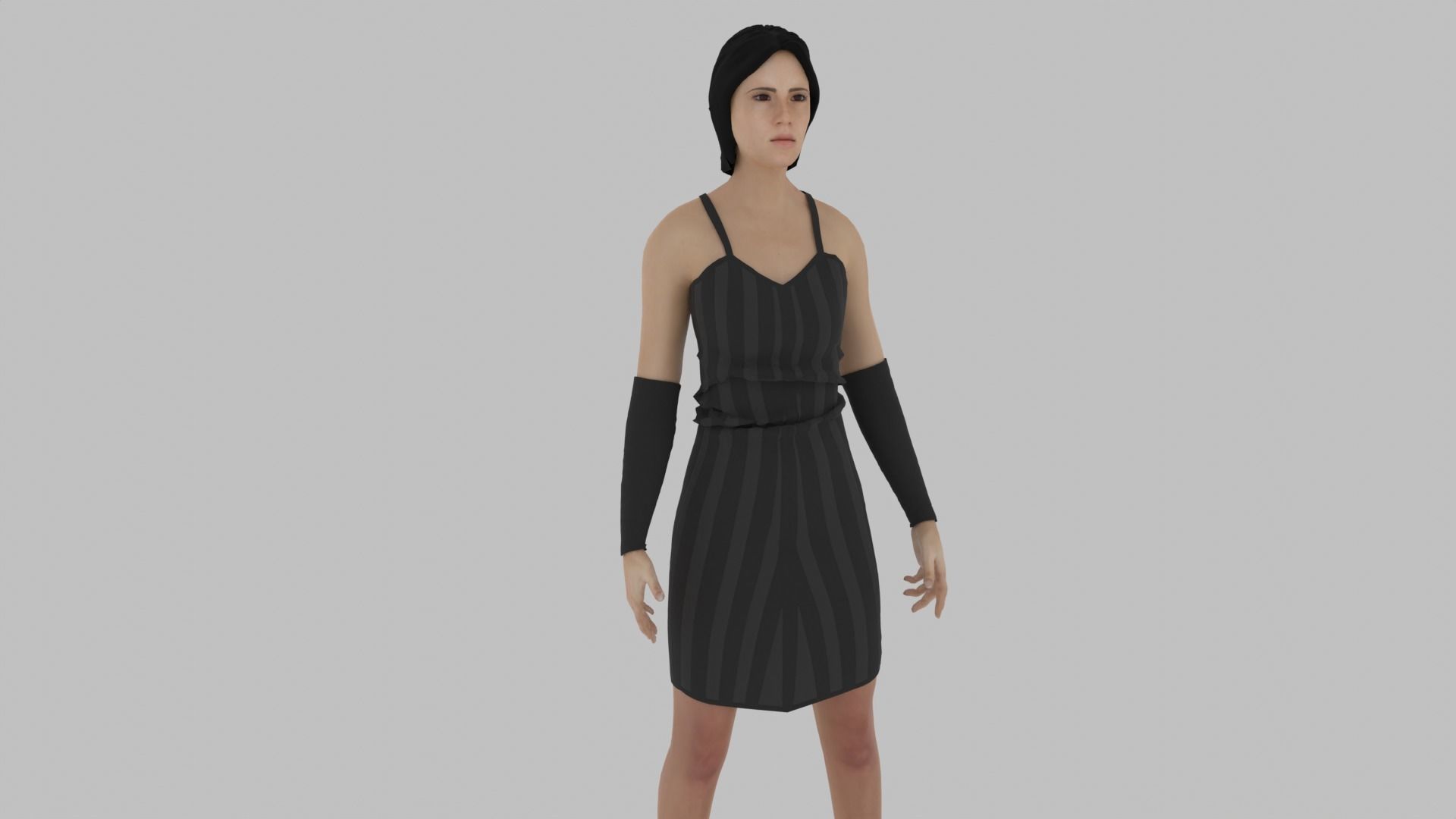 Woman in dress Low-poly 3D model_3