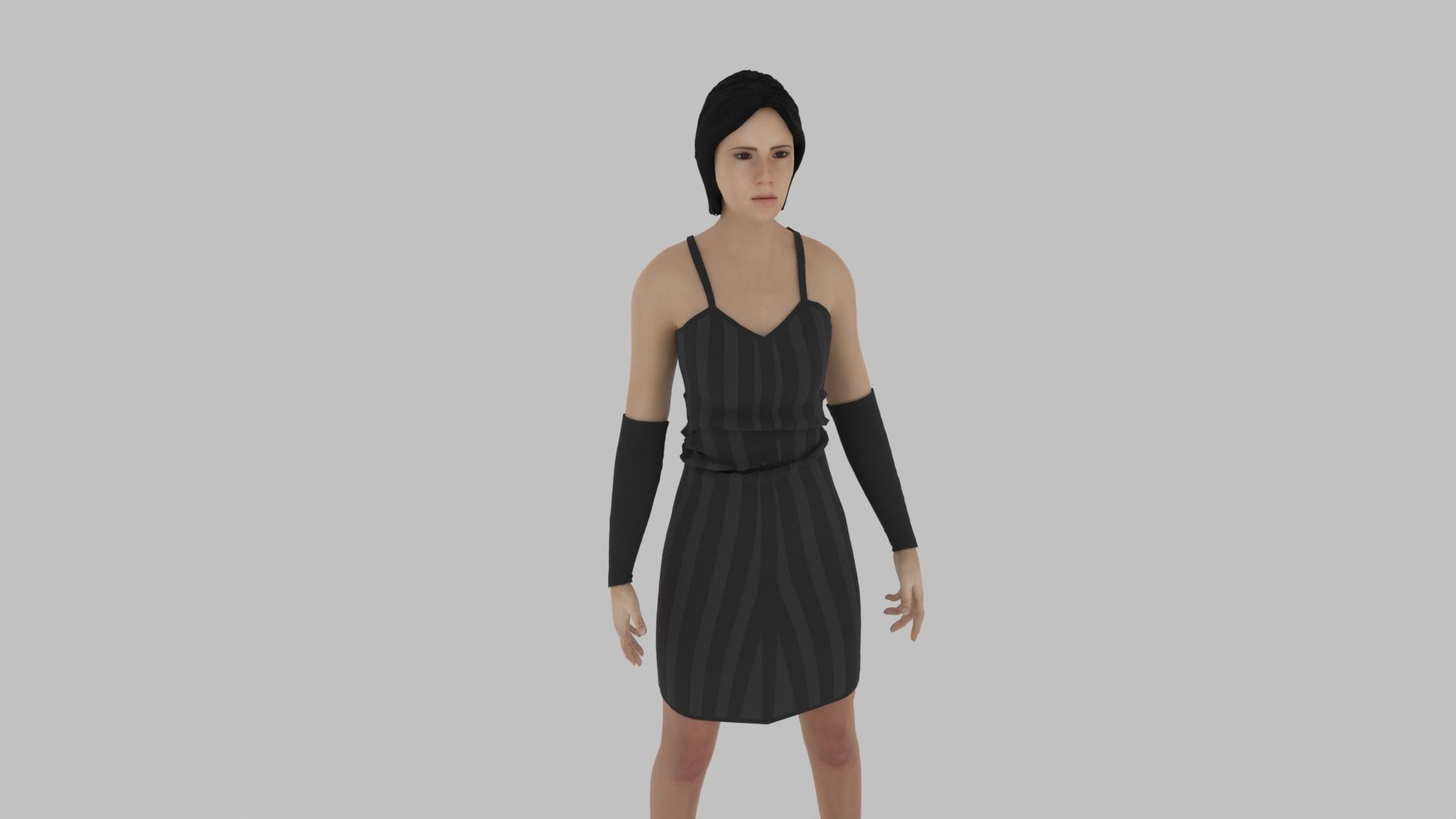 Woman in dress Low-poly 3D model_6