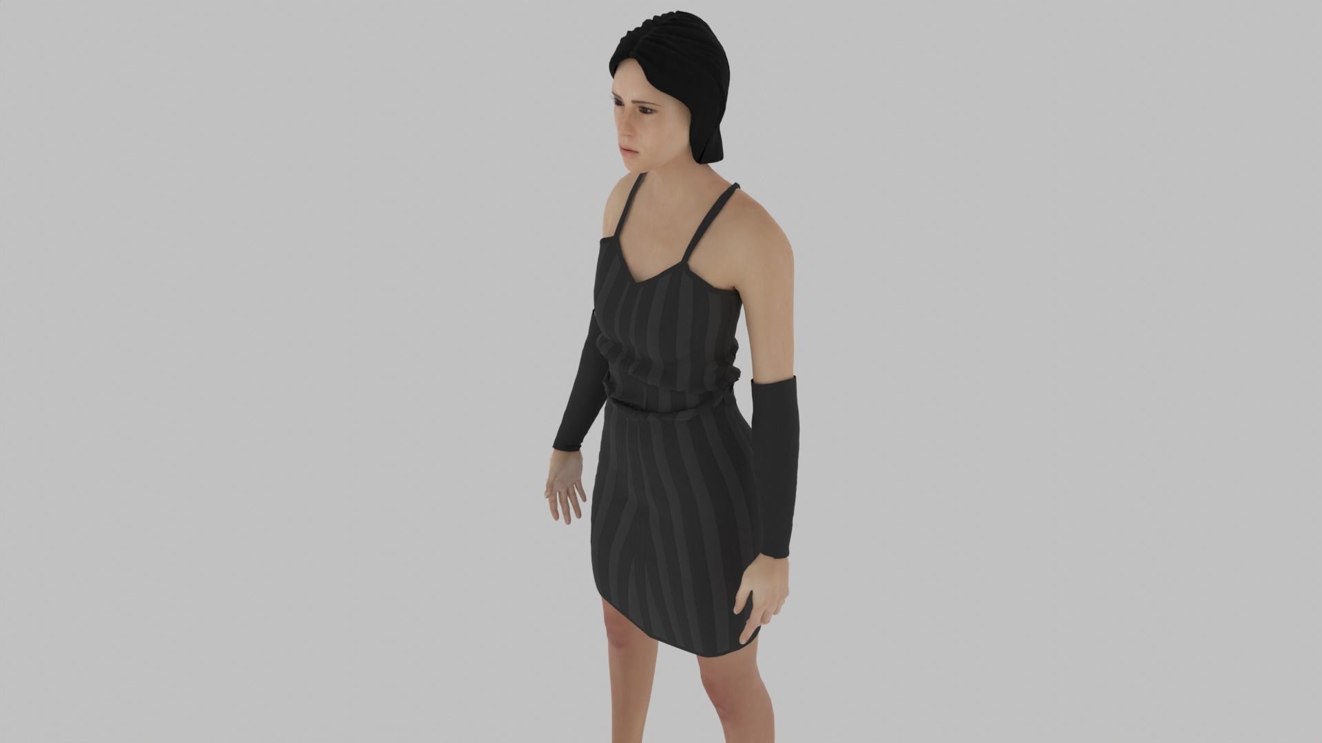Woman in dress Low-poly 3D model_5