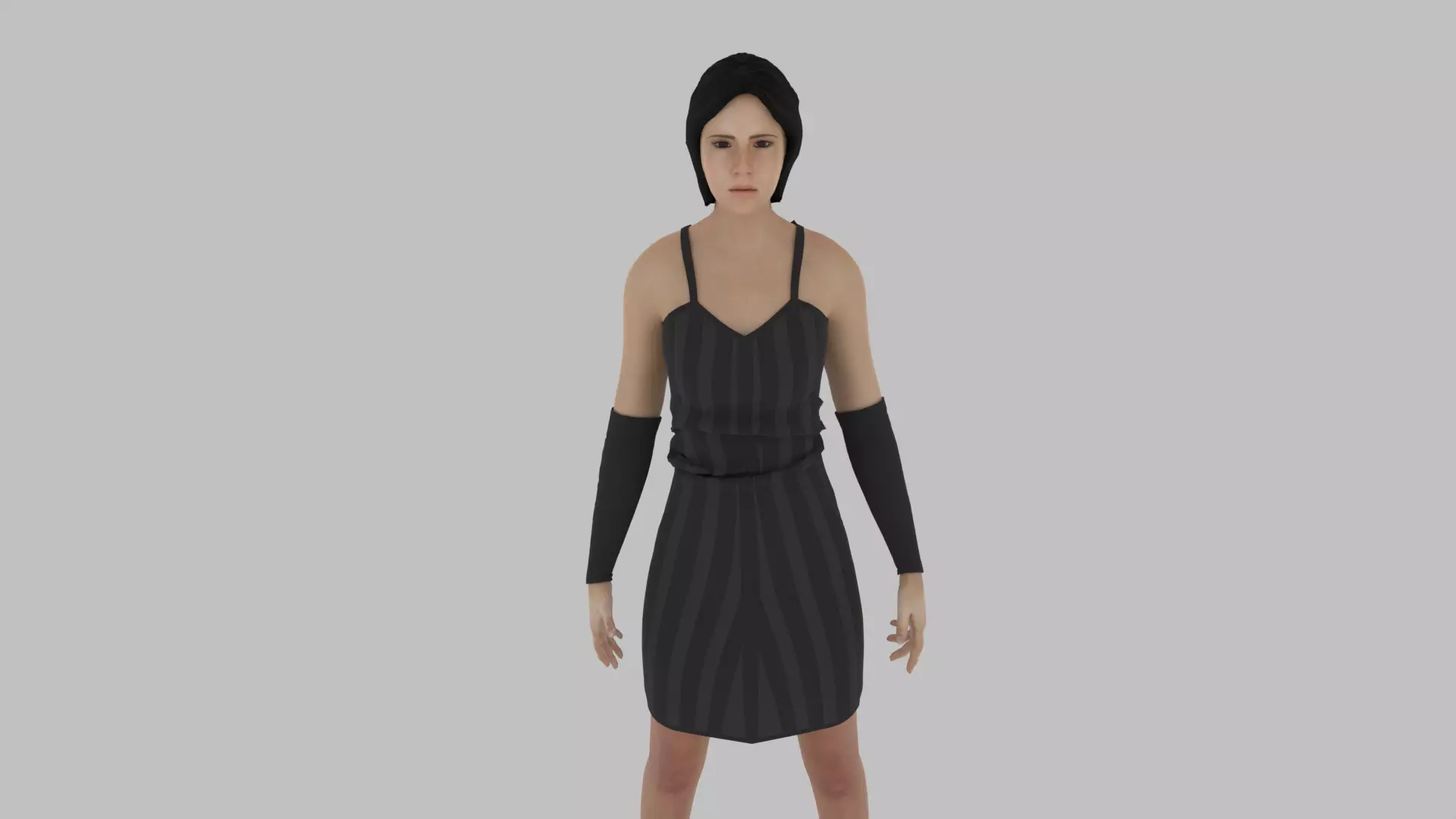 Woman in dress Low-poly 3D model_0