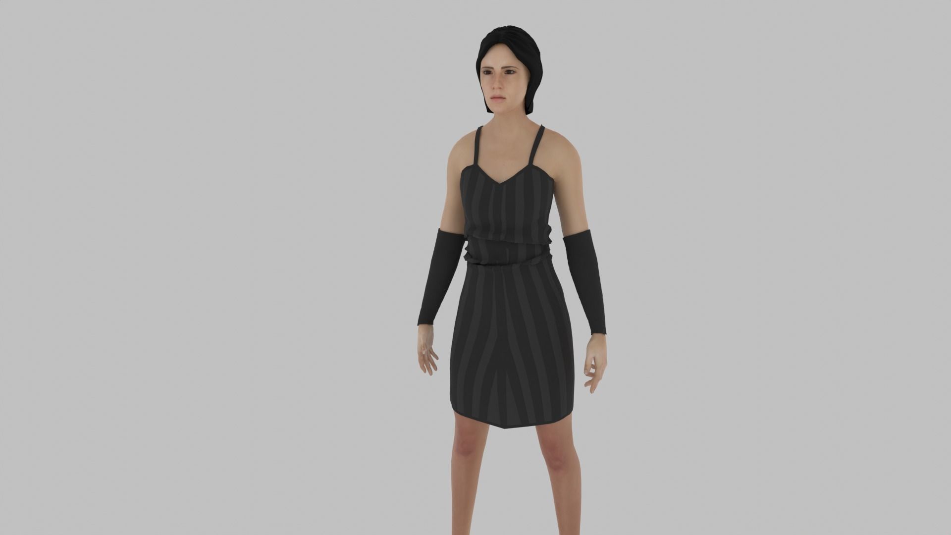 Woman in dress Low-poly 3D model_2