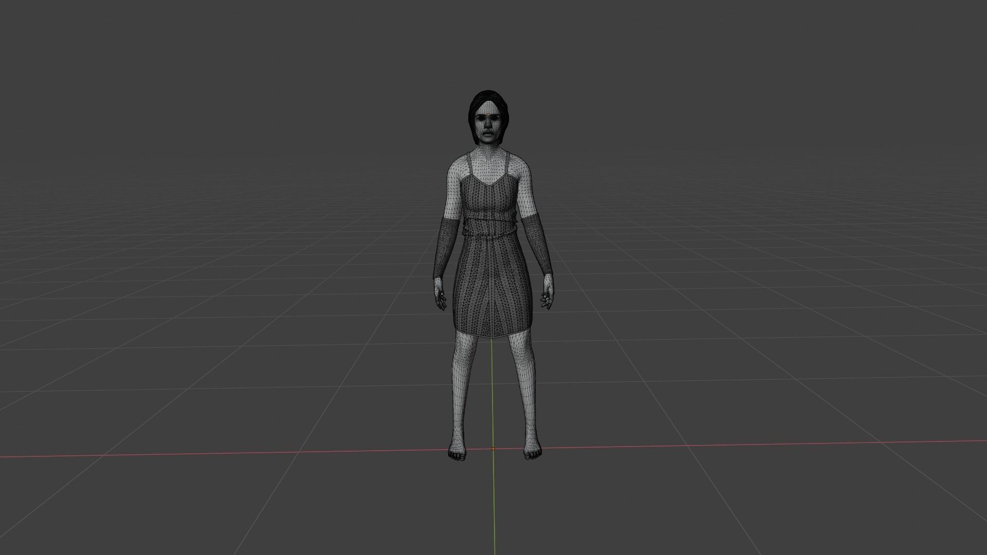 Woman in dress Low-poly 3D model_8