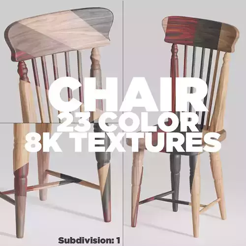 Wooden chair with back and 23 materials