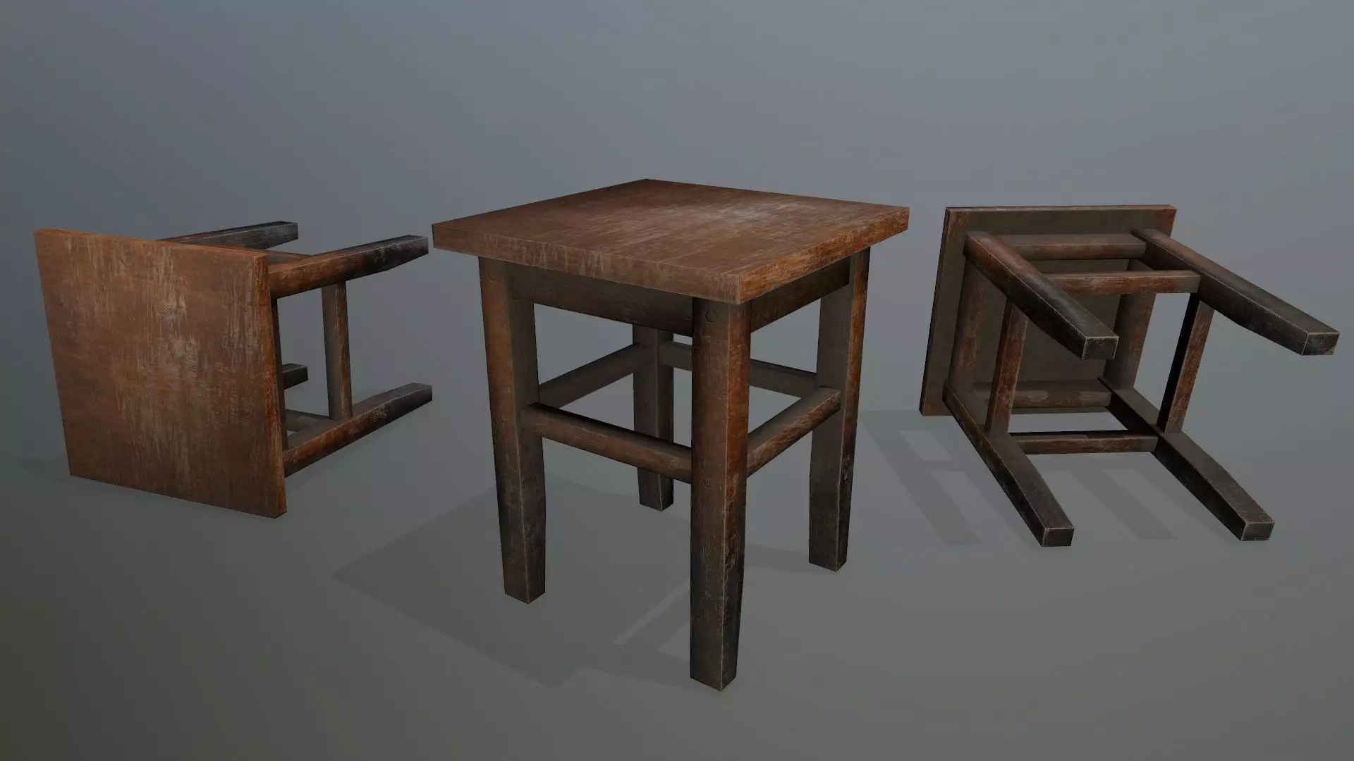 Footstool side table Low-poly 3D model_0