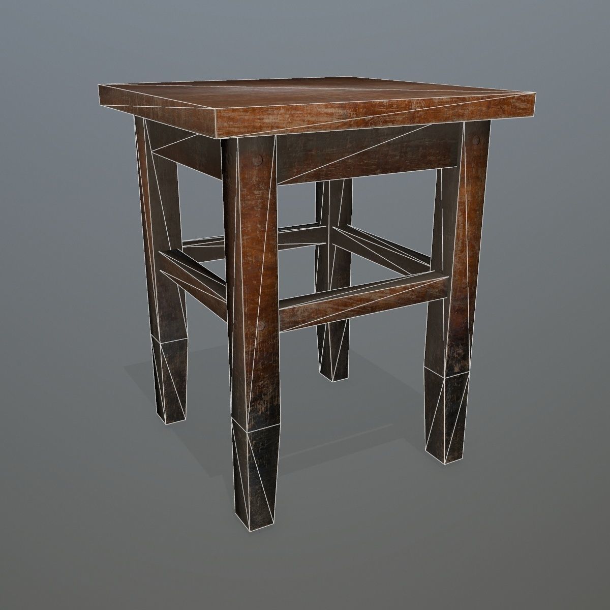 Footstool side table Low-poly 3D model_10