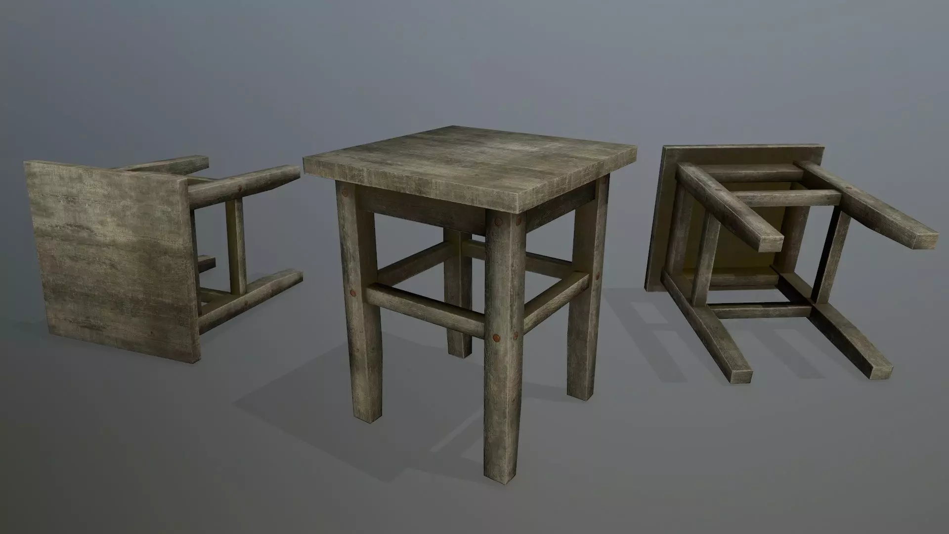 Footstool side table Low-poly 3D model_0