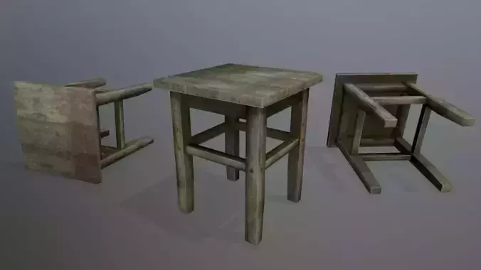 Footstool side table Low-poly 3D model