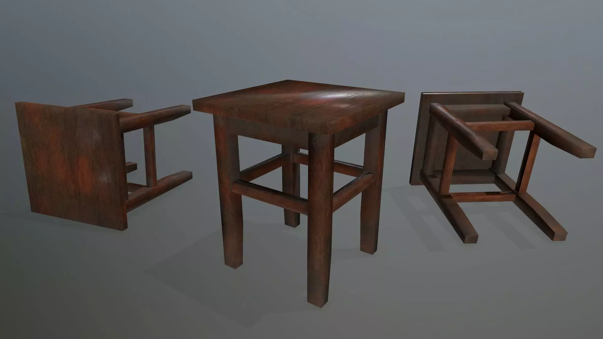 Footstool side table Low-poly 3D model_0