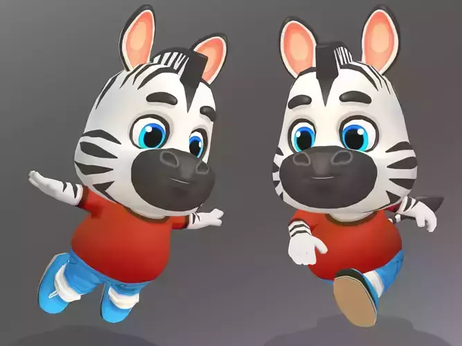 Zebra Animated Rigged Low-poly 3D model
