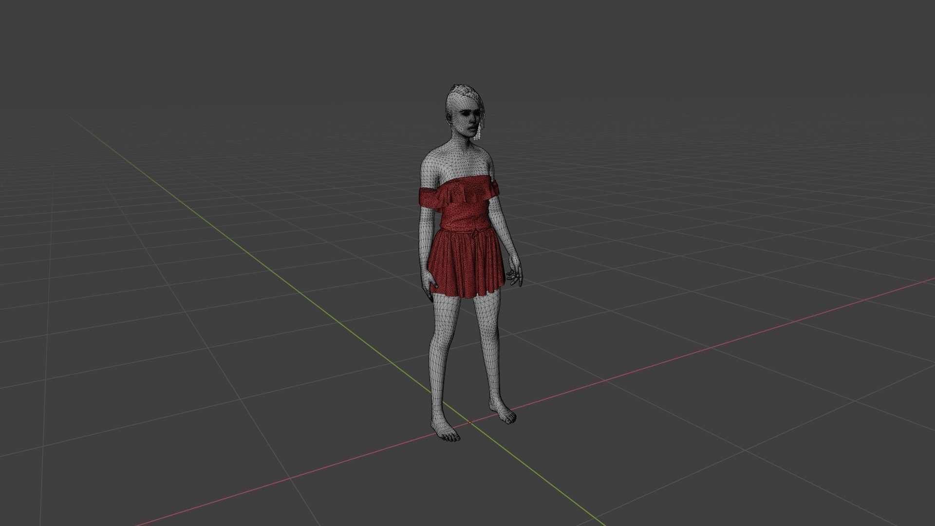 Woman in dress Low-poly 3D model_7
