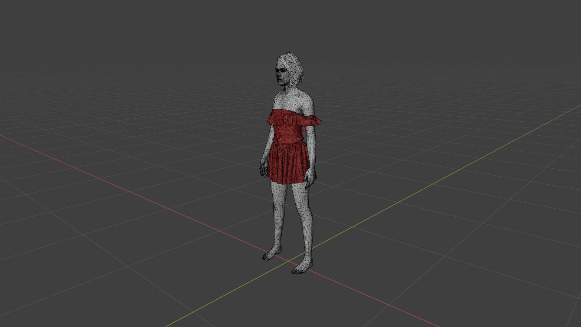 Woman in dress Low-poly 3D model_9