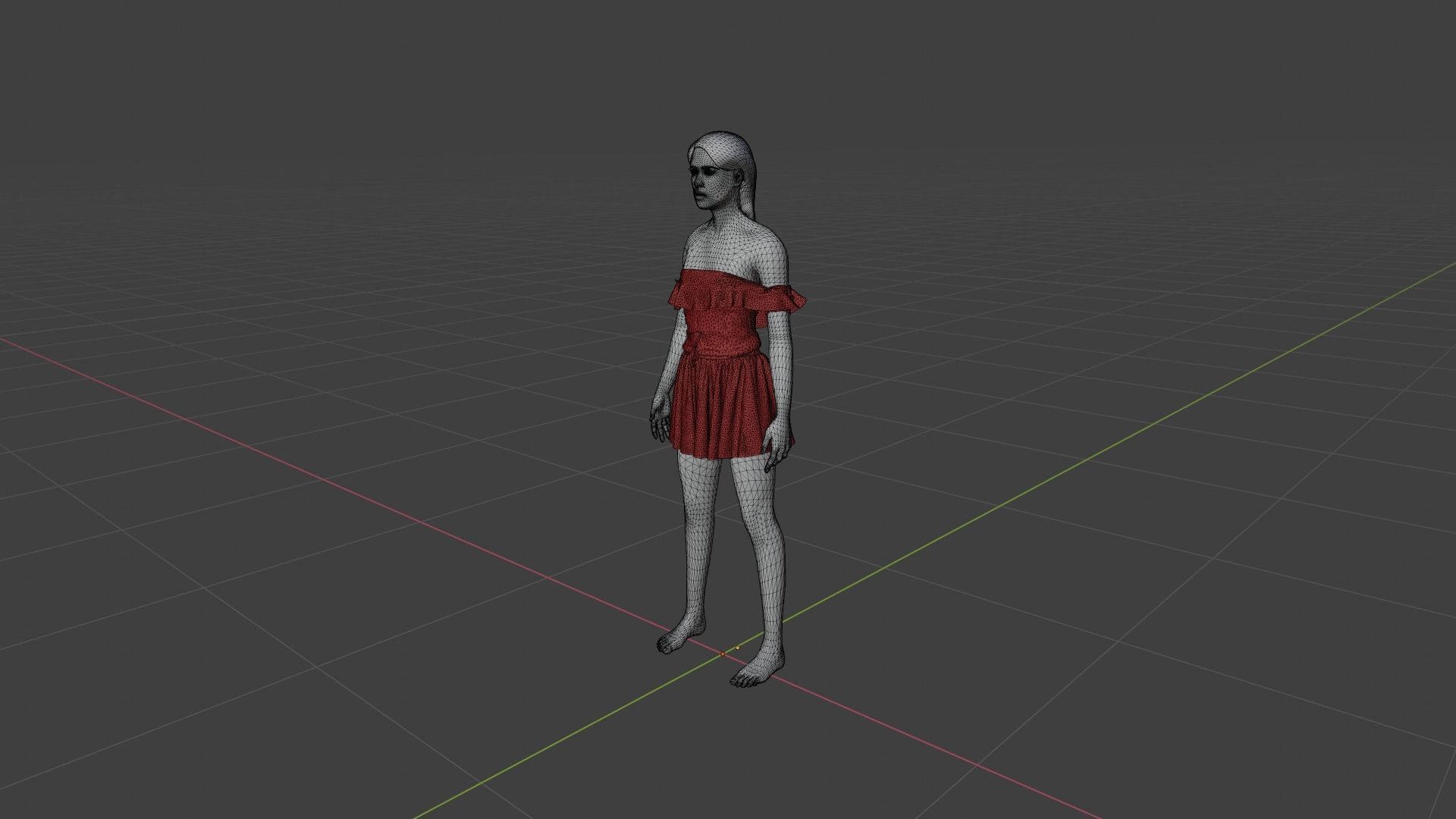 Woman in short dress Low-poly 3D model_9
