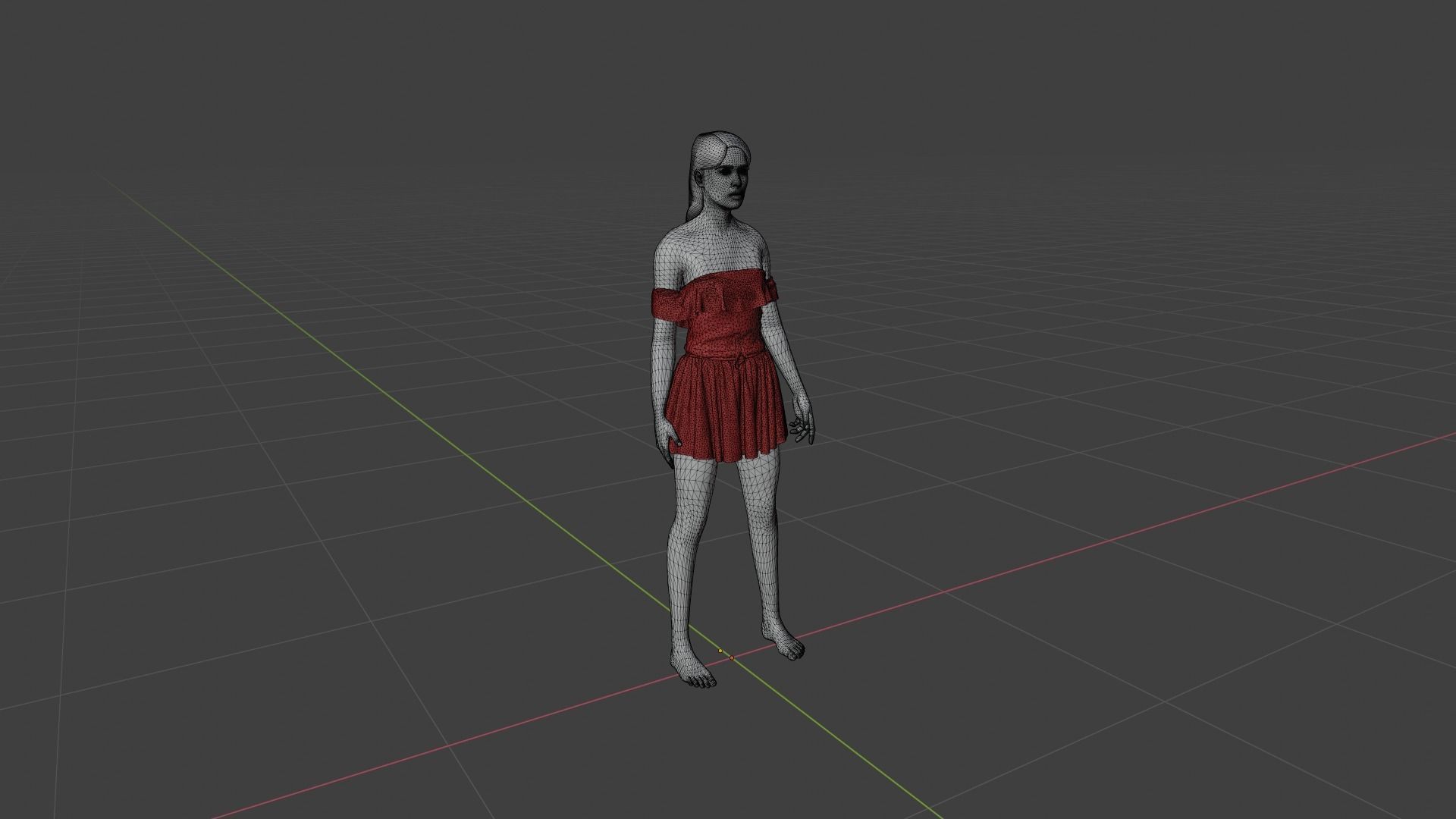 Woman in short dress Low-poly 3D model_7
