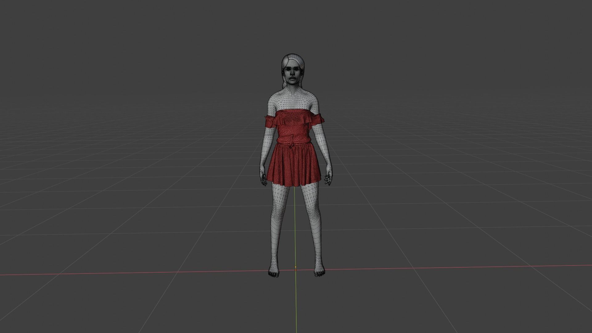 Woman in short dress Low-poly 3D model_8