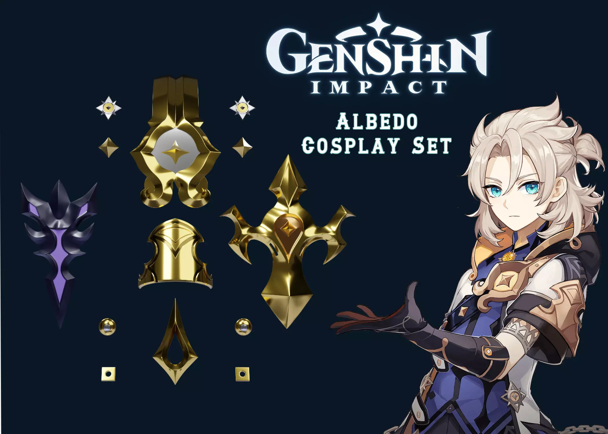 GENSHIN IMPACT ALBEDO COSPLAY SET 3D print model_0