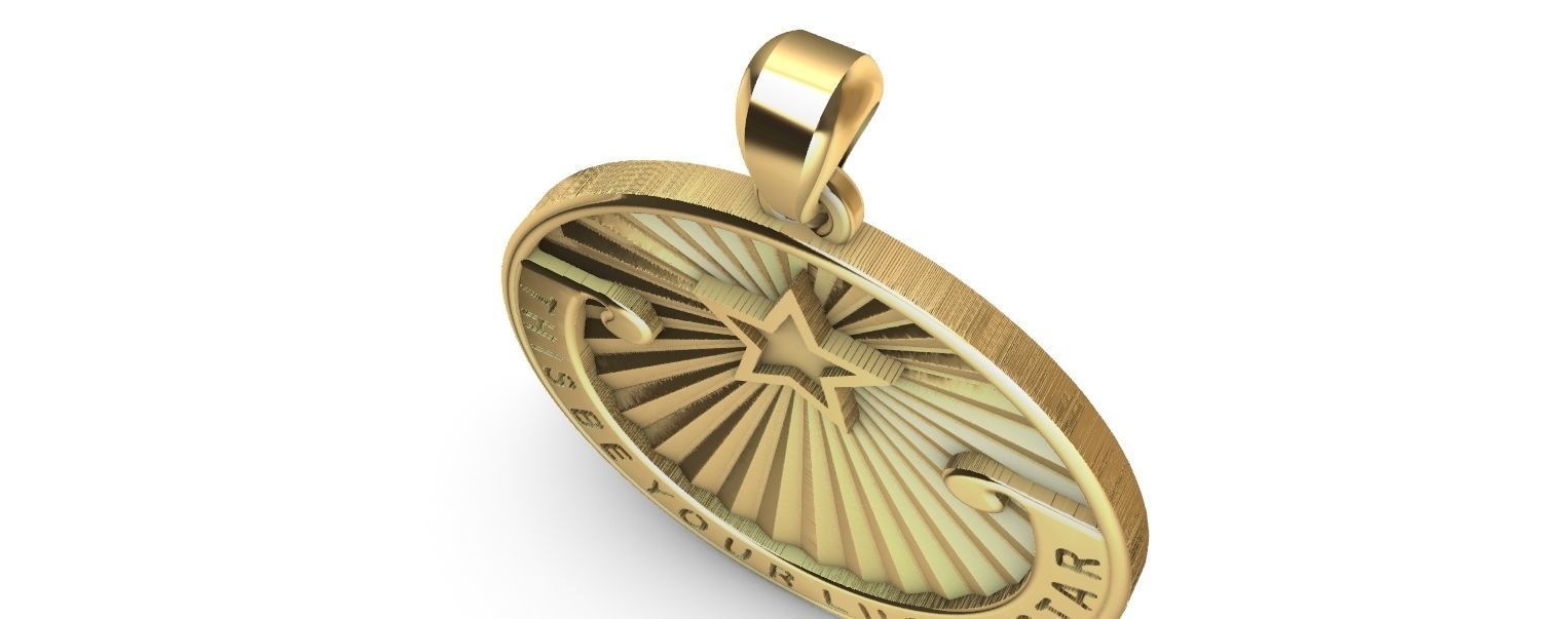 Lucky Star Medal pendant 3D print model_14