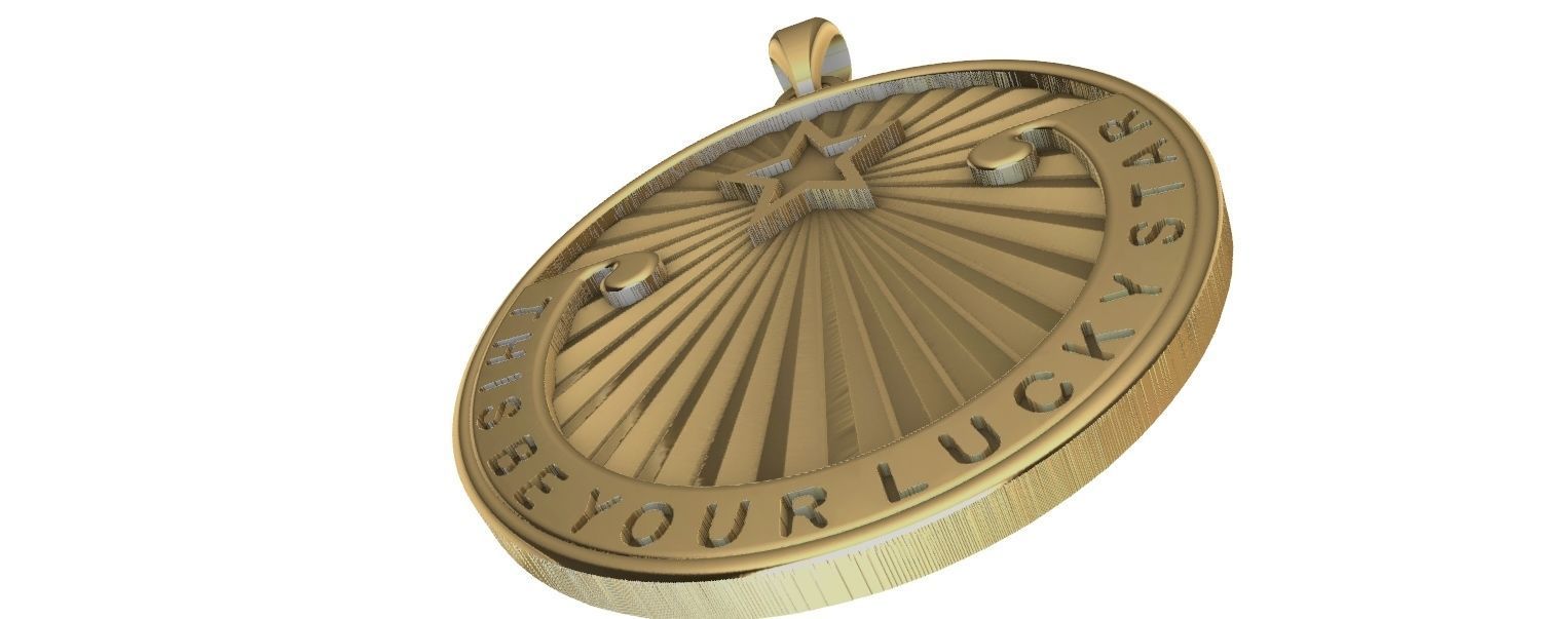 Lucky Star Medal pendant 3D print model_11