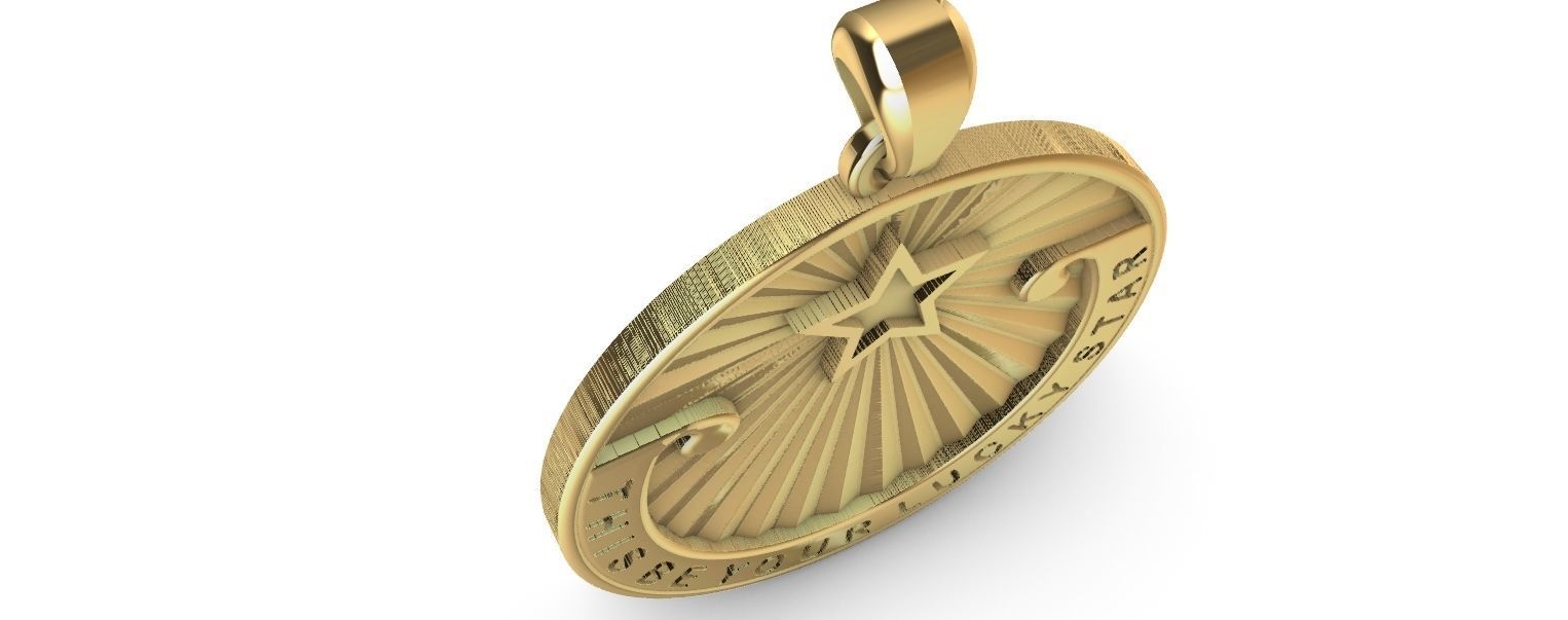 Lucky Star Medal pendant 3D print model_13