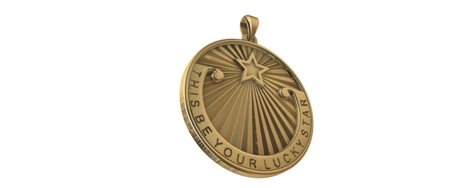 Lucky Star Medal pendant 3D print model_6