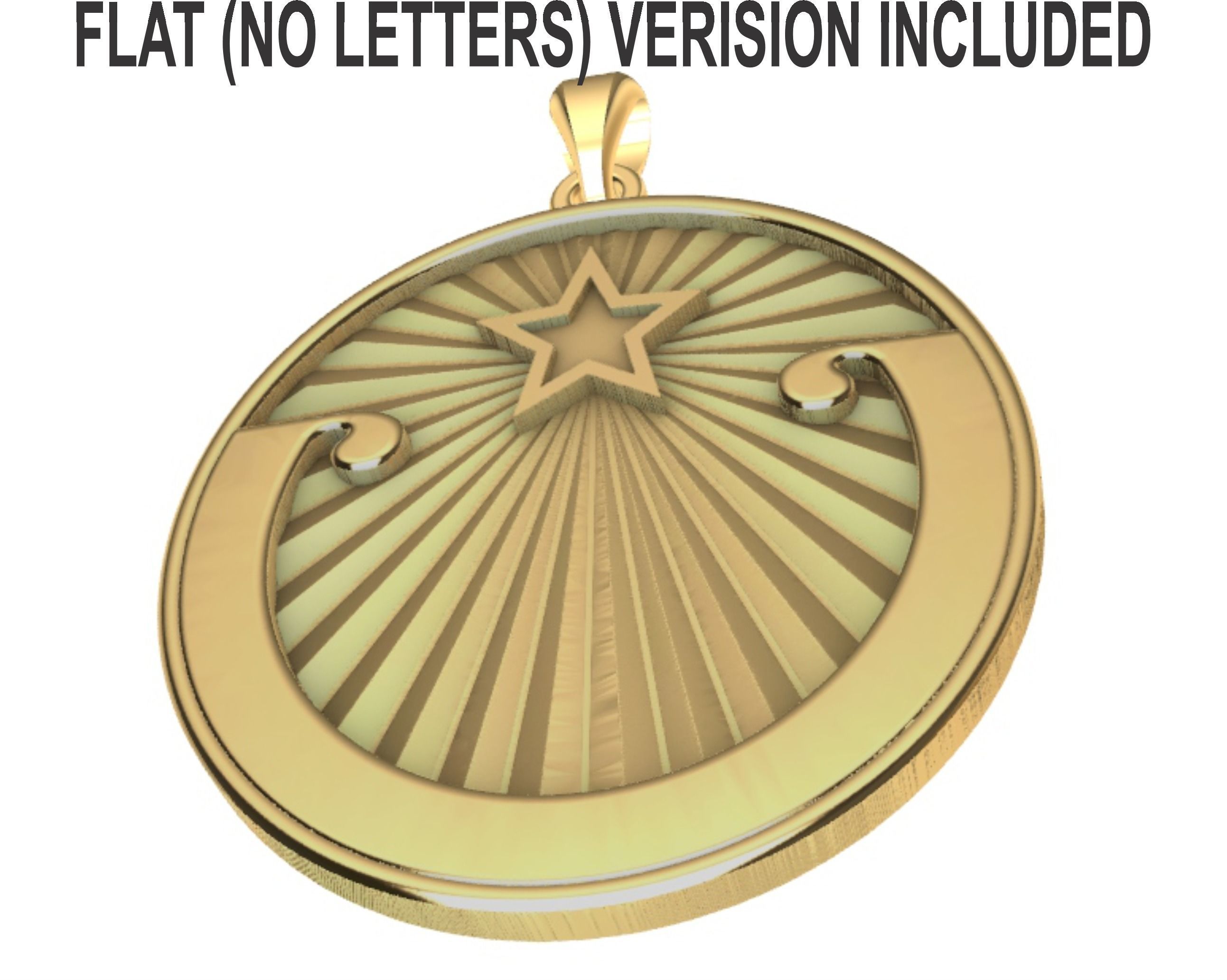 Lucky Star Medal pendant 3D print model_1