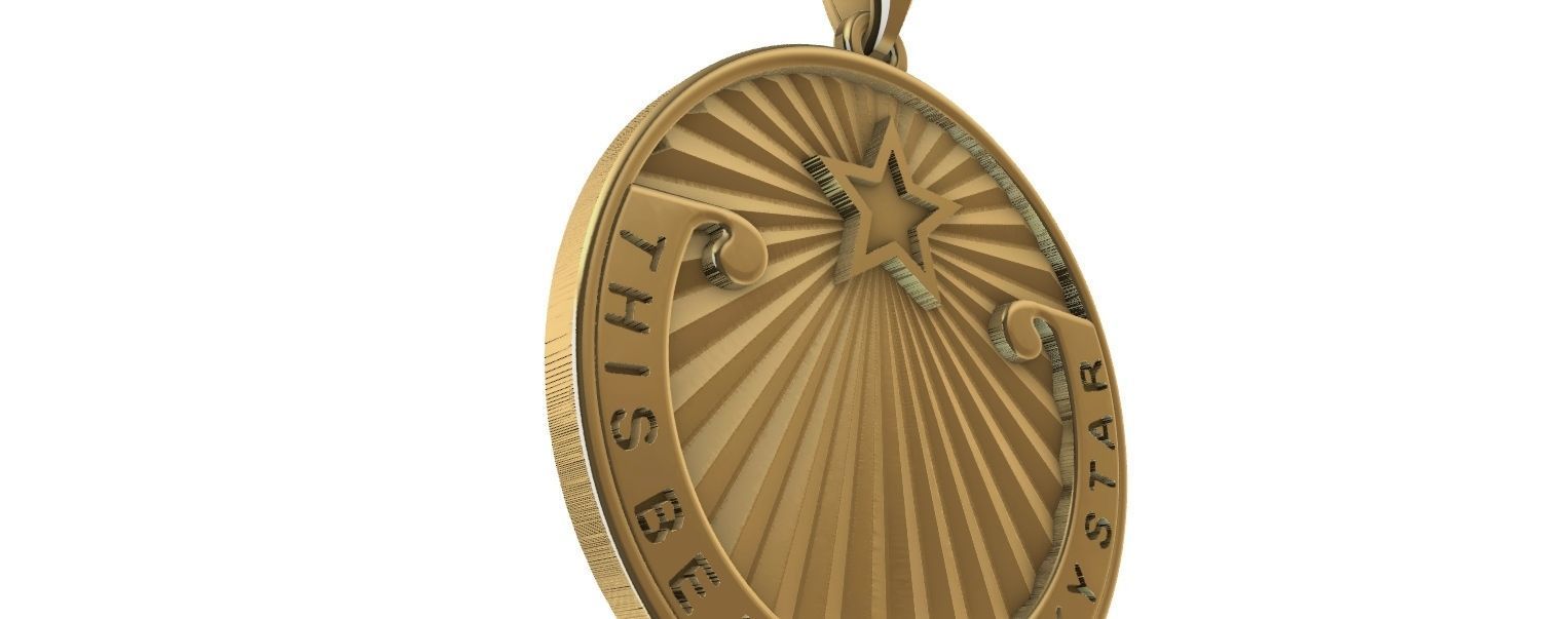 Lucky Star Medal pendant 3D print model_16